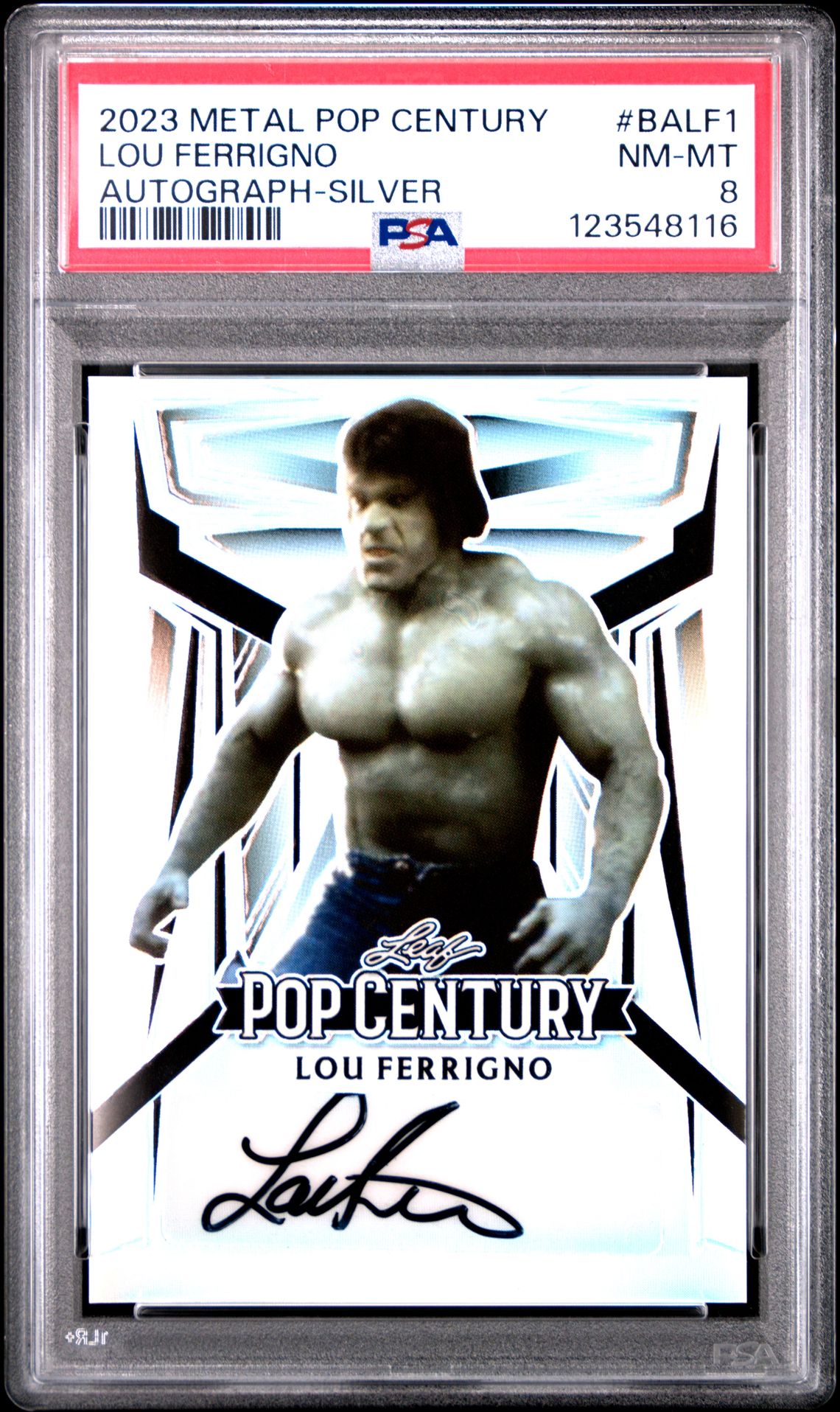 2023 Leaf Metal Pop Century Autograph Lou Ferrigno #Balf1 (Autograph-Silver) Nm-Mt 8 front