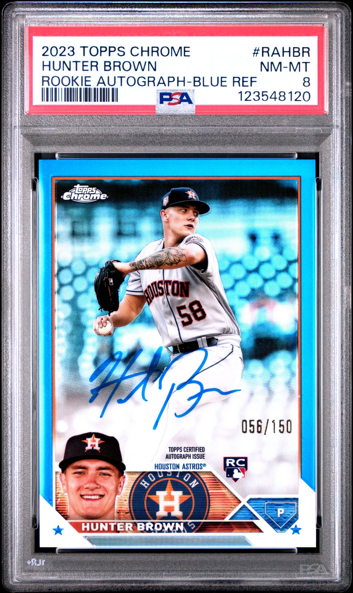 2023 Topps Chrome Rookie Autograph Hunter Brown #Rahbr (Rookie Autograph-Blue Ref) Nm-Mt 8 front
