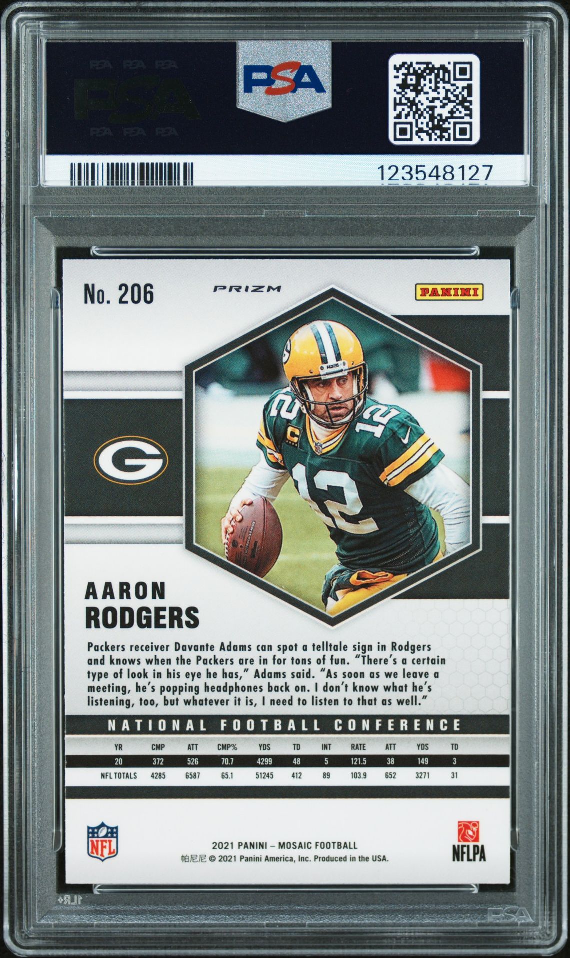 2021 Panini Mosaic Aaron Rodgers #206 (Genesis) Mint 9 back