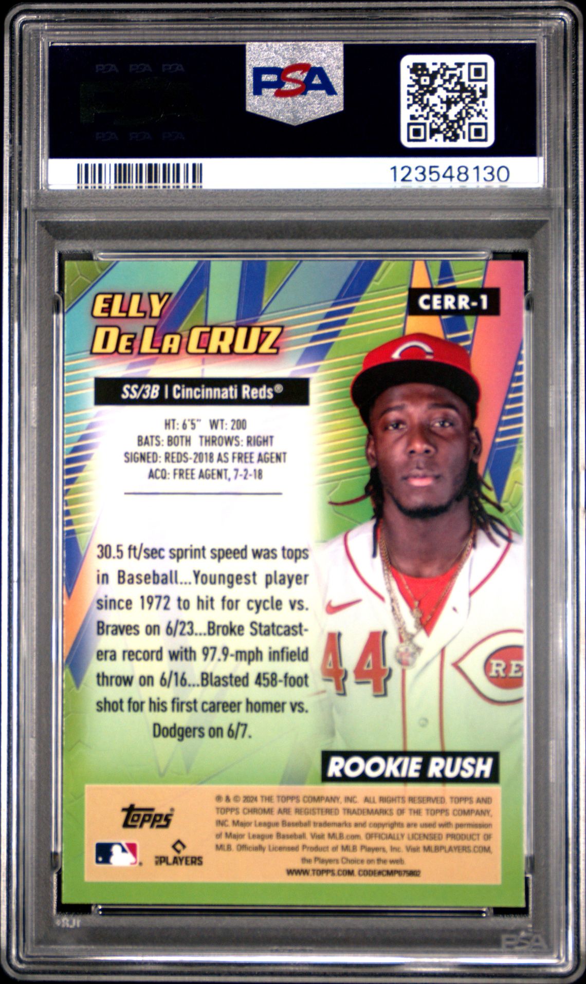 2024 Topps Chrome Chrome All Etch Rookie Rush Elly De La Cruz #1 Gem Mt 10 back