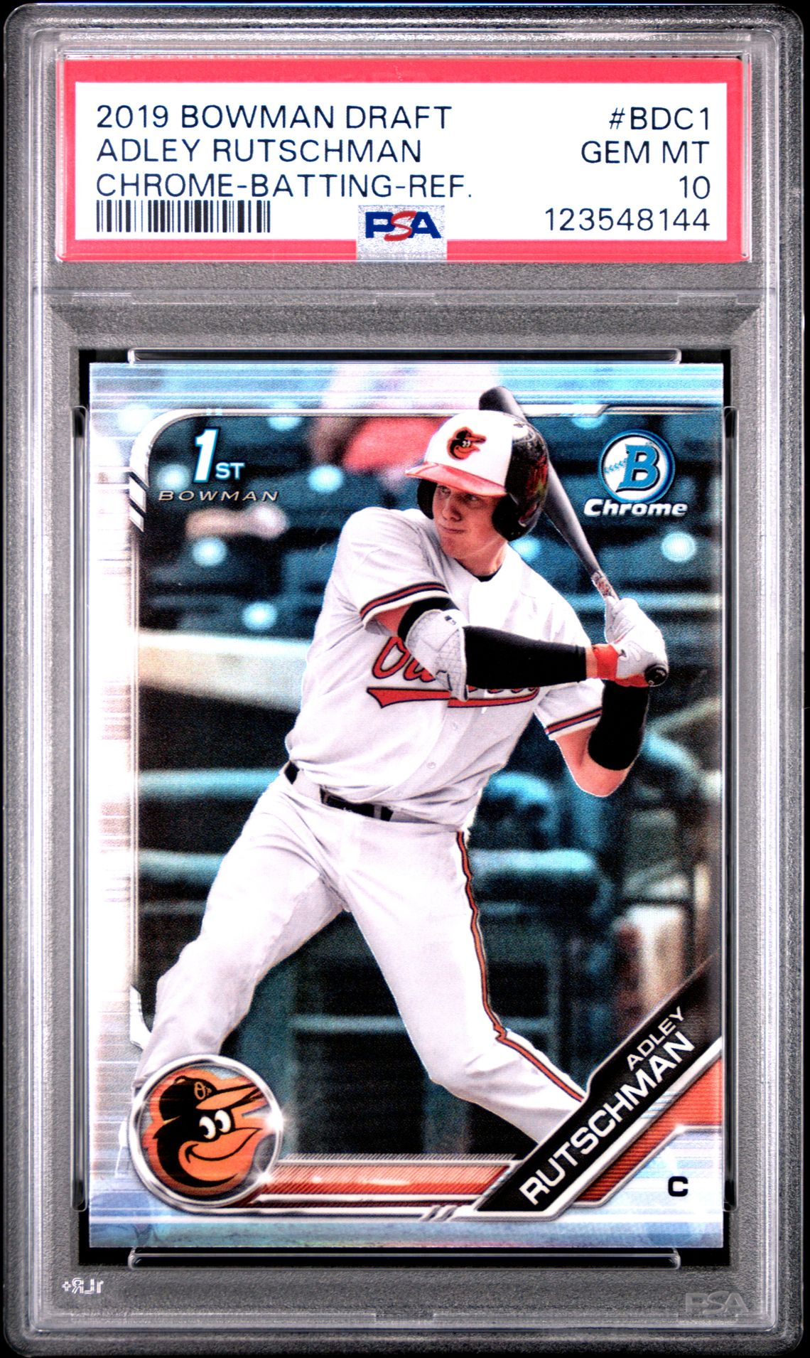 2019 Bowman Draft Adley Rutschman #Bdc1 (Chrome-Batting-Ref.) Gem Mt 10 front