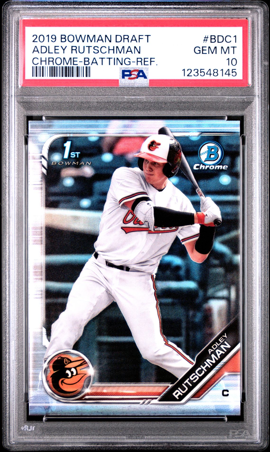 2019 Bowman Draft Adley Rutschman #Bdc1 (Chrome-Batting-Ref.) Gem Mt 10 front