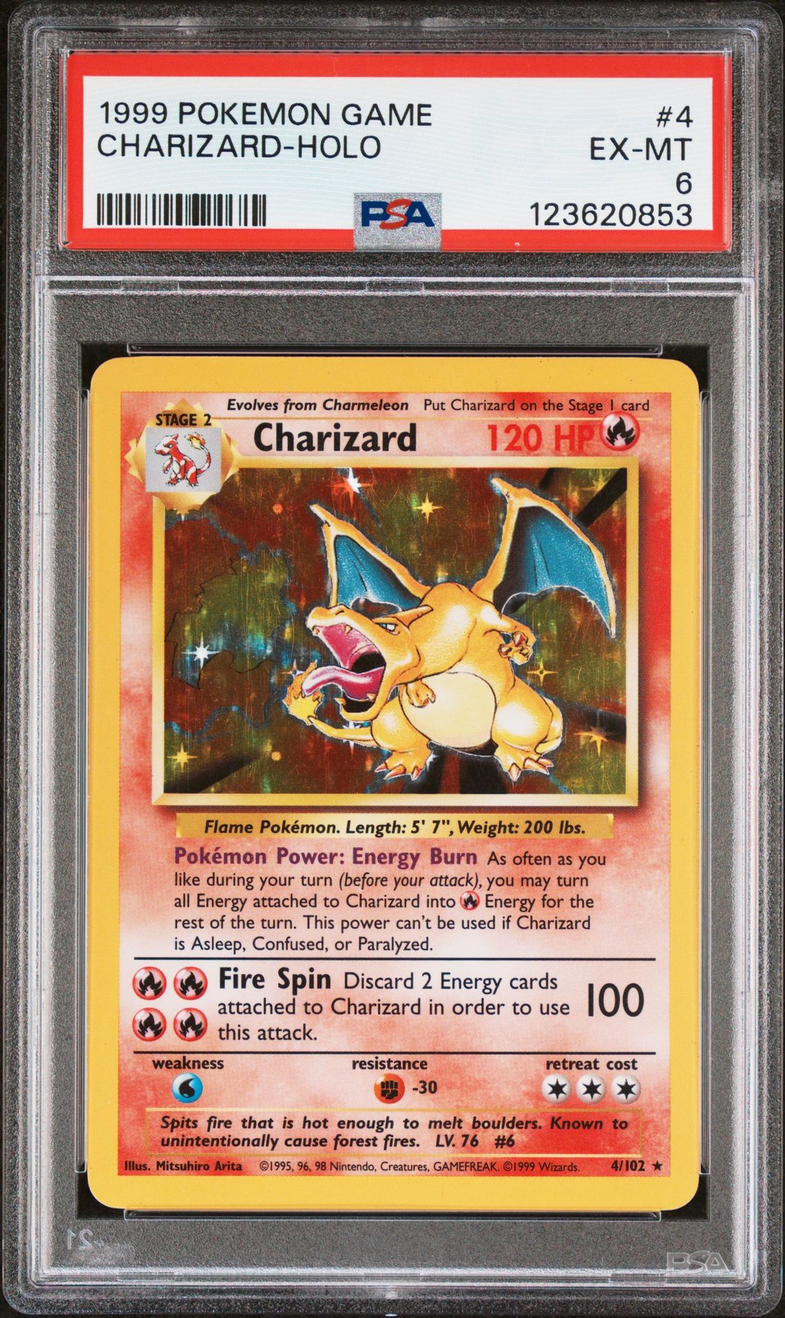 1999 Pokemon Game Charizard-Holo #4 Ex-Mt 6 front