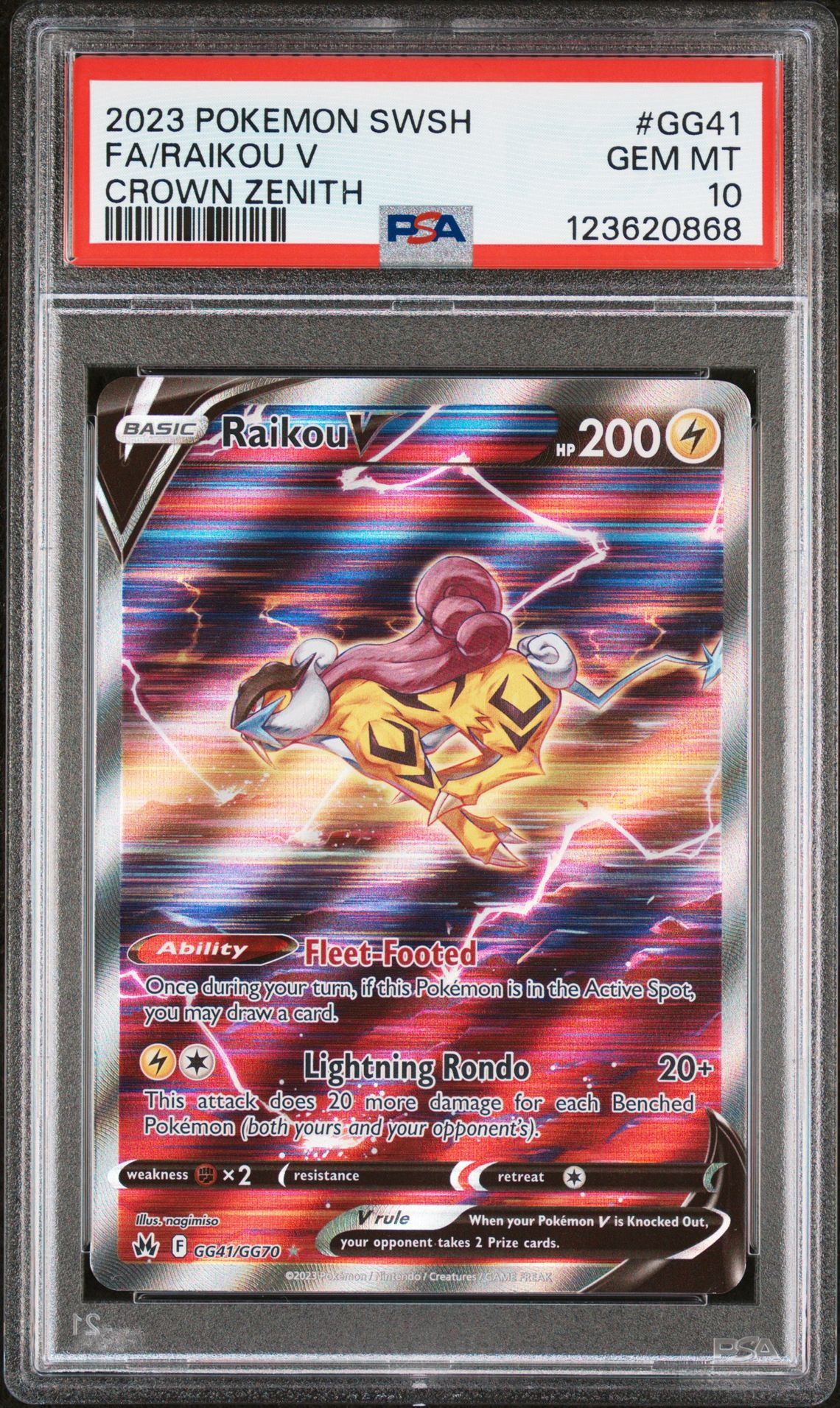 2023 Pokemon Sword And Shield Crown Zenith Fa/Raikou V #Gg41 (Crown Zenith) Gem Mt 10 front