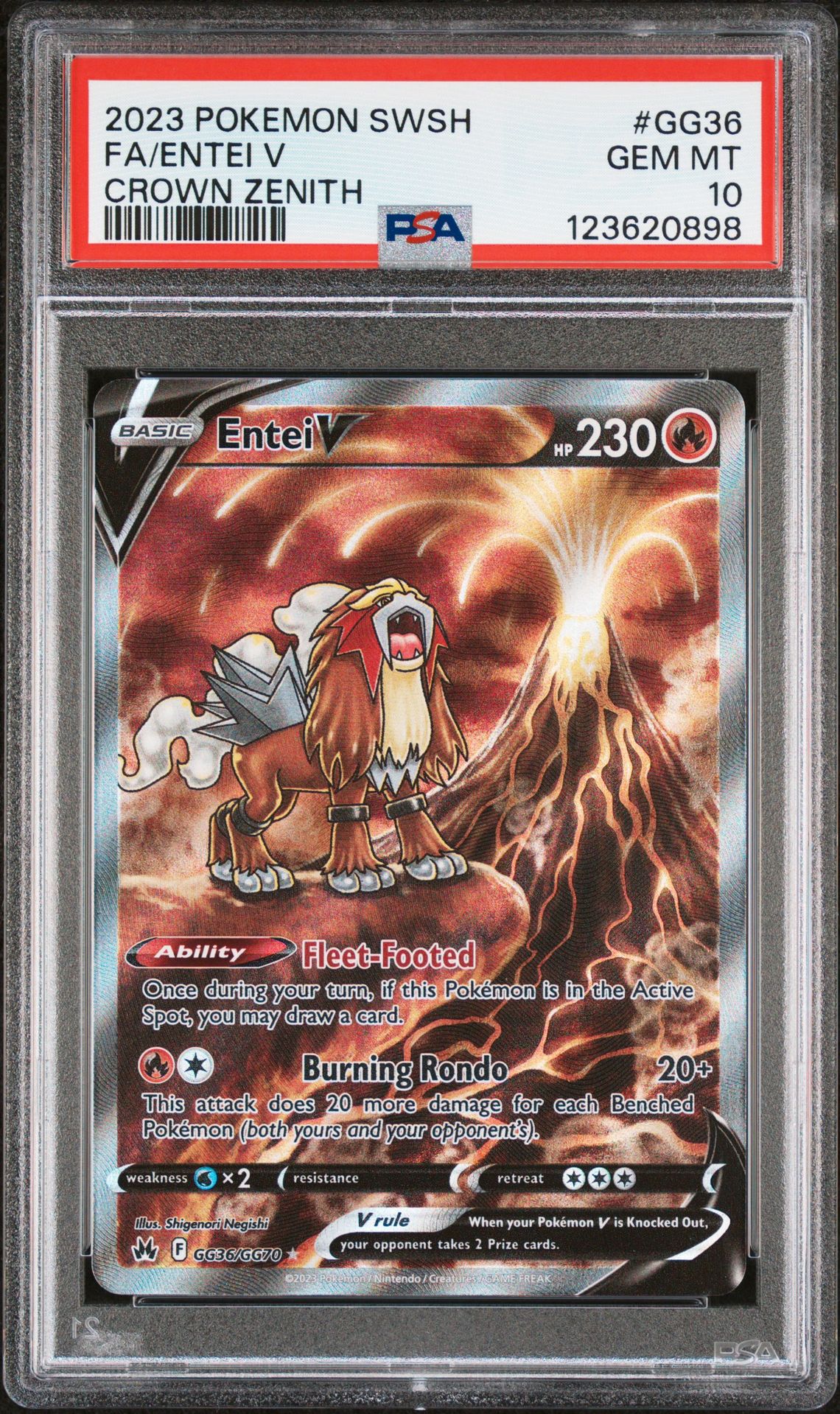 2023 Pokemon Sword And Shield Crown Zenith Fa/Entei V #Gg36 (Crown Zenith) Gem Mt 10 front