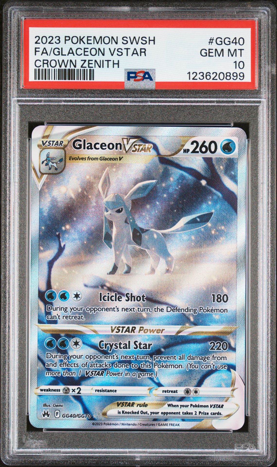 2023 Pokemon Sword And Shield Crown Zenith Fa/Glaceon Vstar #Gg40 (Crown Zenith) Gem Mt 10 front