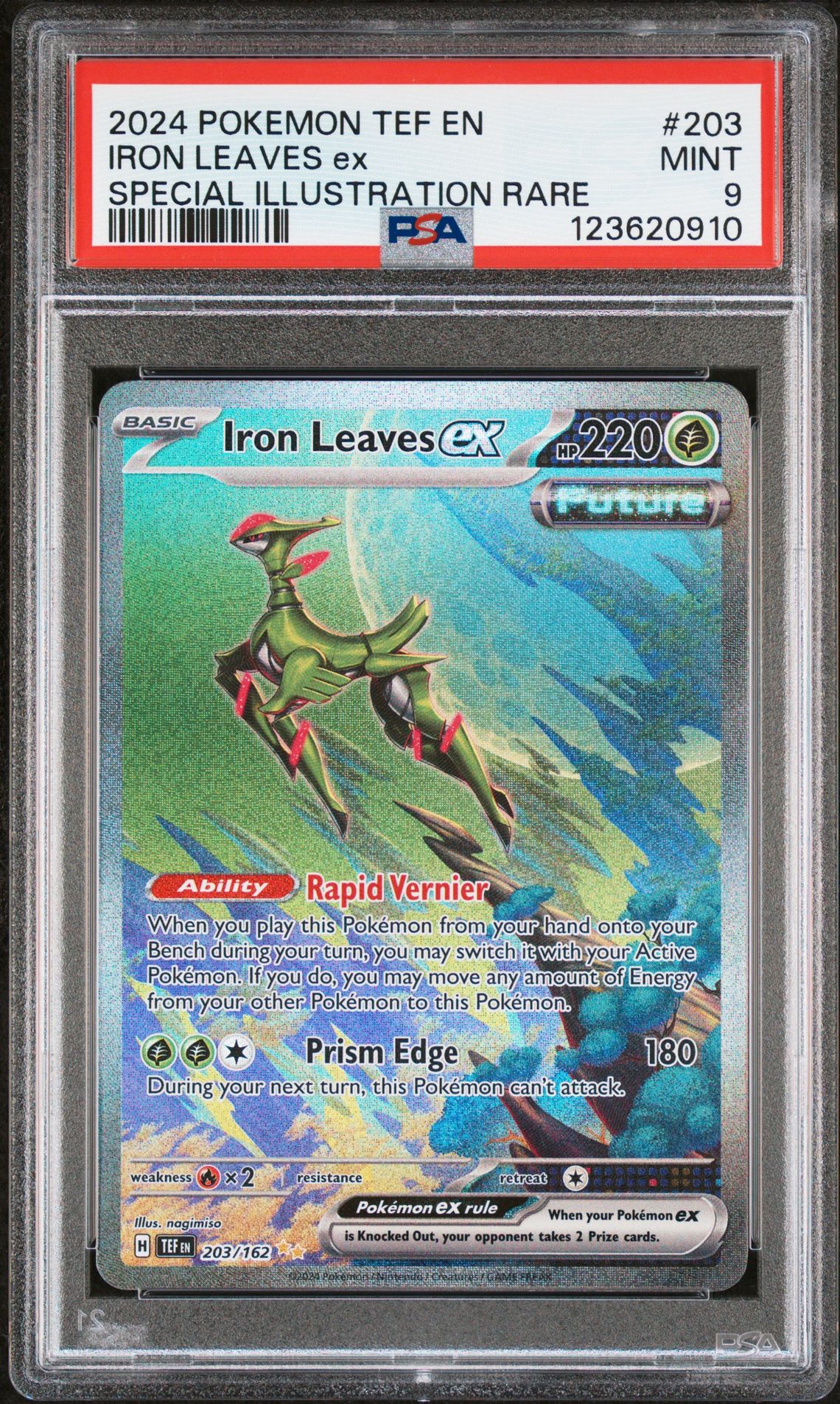 2024 Pokemon Tef En-Temporal Forces Iron Leaves Ex #203 (Special Illustration Rare) Mint 9 front