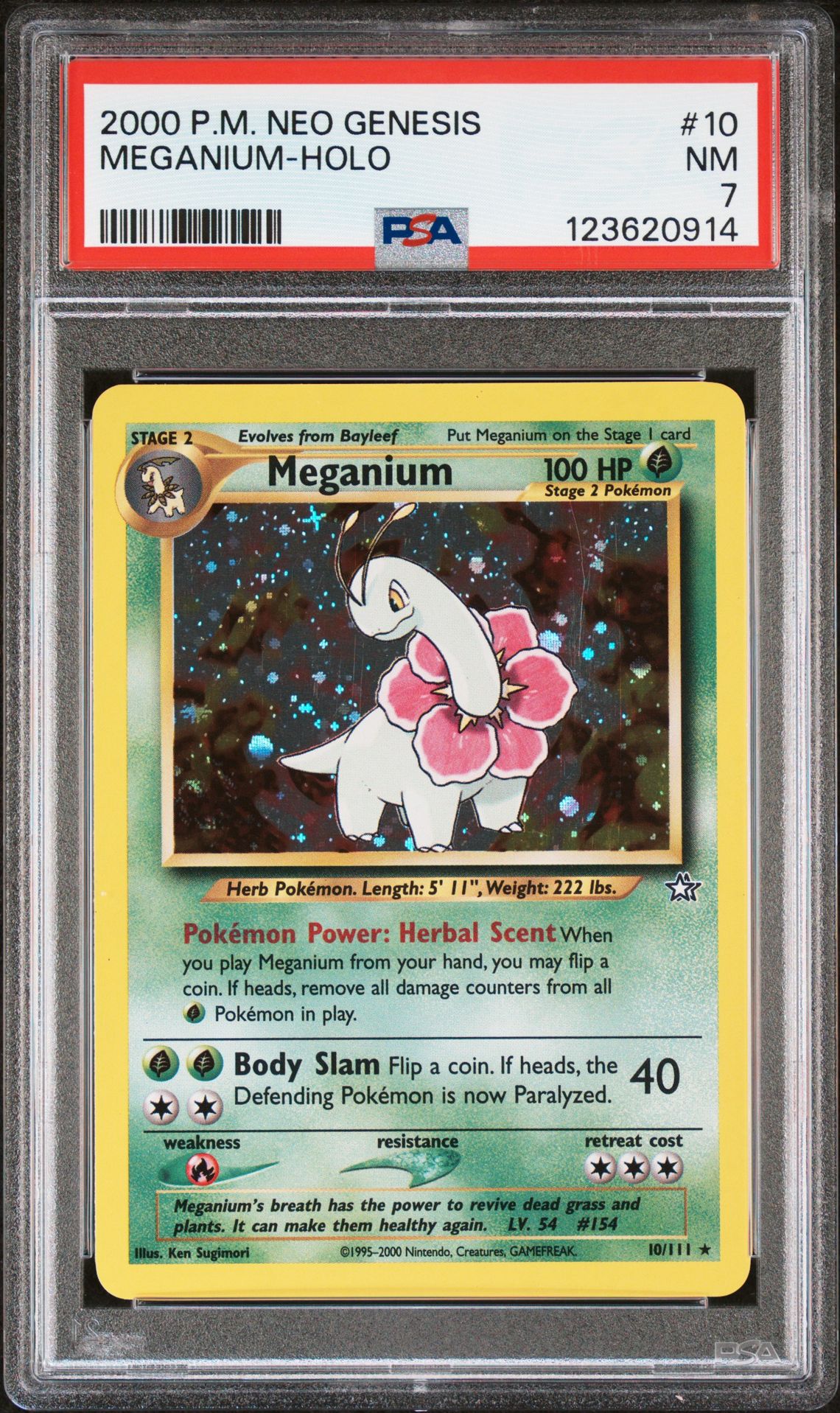 2000 Pokemon Neo Genesis Meganium-Holo #10 Nm 7 front