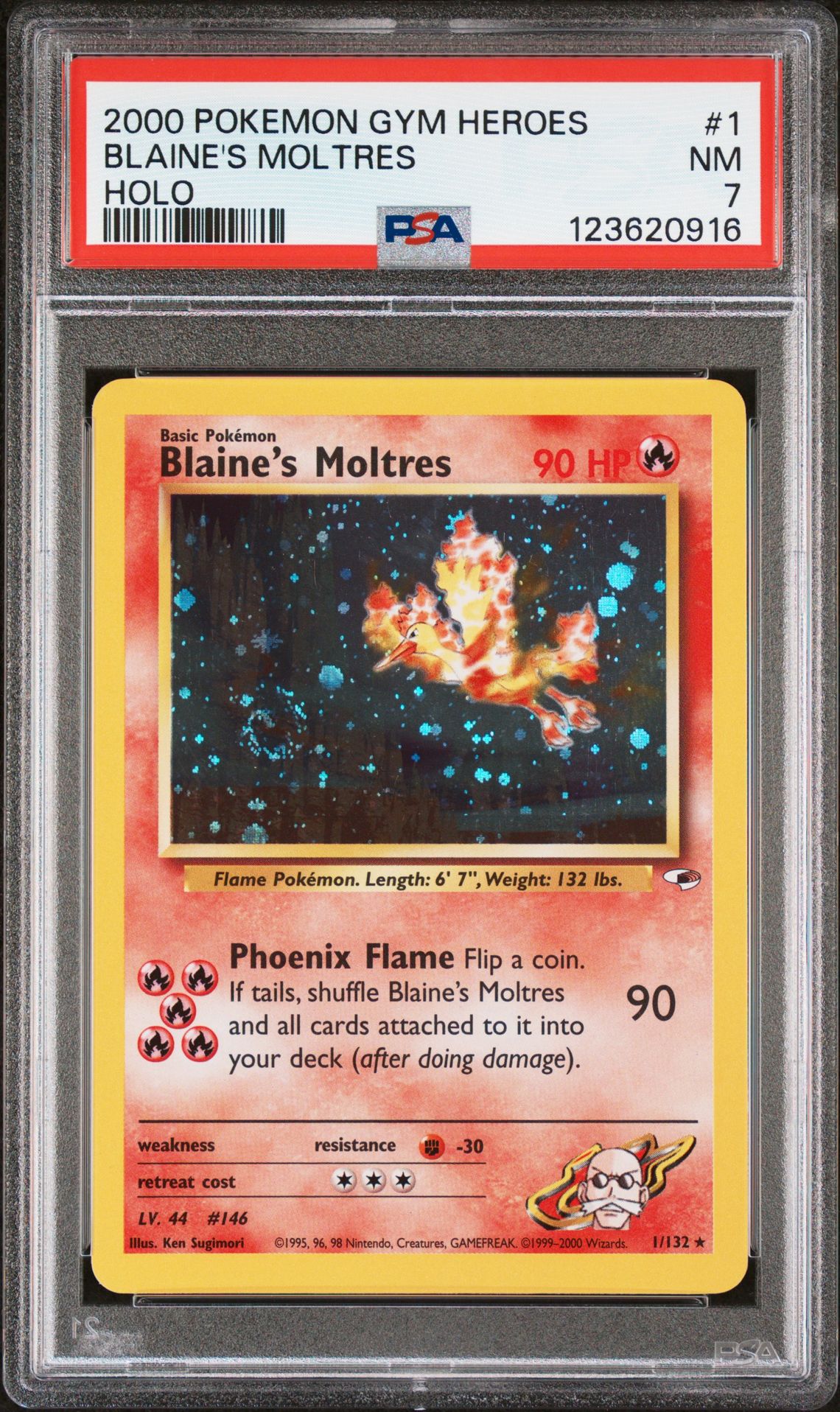 2000 Pokemon Gym Heroes Blaine's Moltres #1 (Holo) Nm 7 front