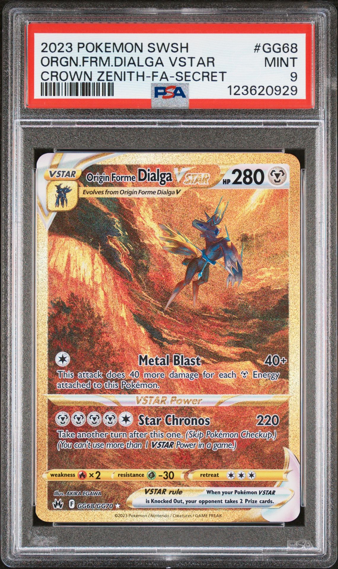 2023 Pokemon Sword And Shield Crown Zenith Orgn.frm.dialga Vstar #Gg68 (Crown Zenith-Fa-Secret) Mint 9 front