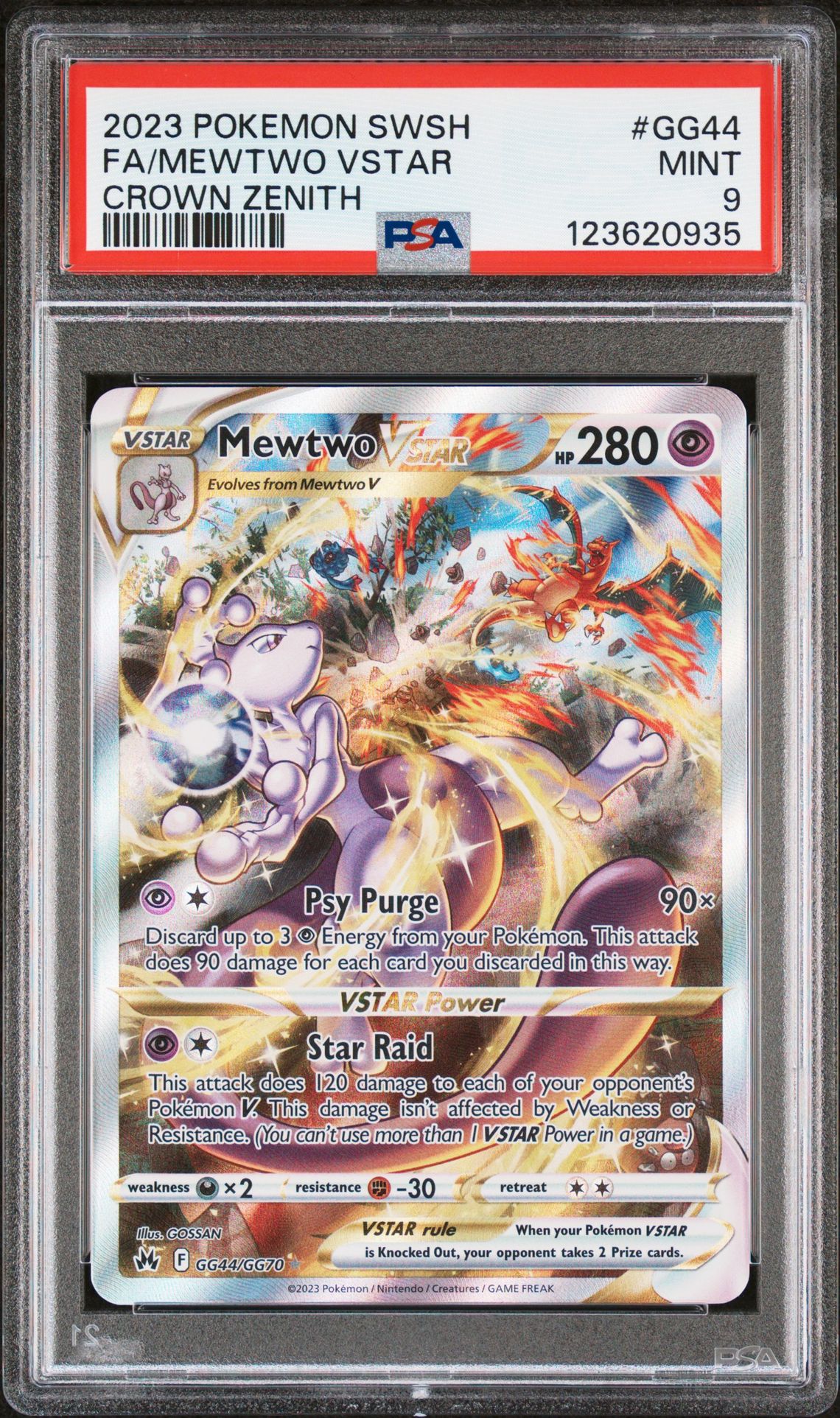 2023 Pokemon Sword And Shield Crown Zenith Fa/Mewtwo Vstar #Gg44 (Crown Zenith) Mint 9 front