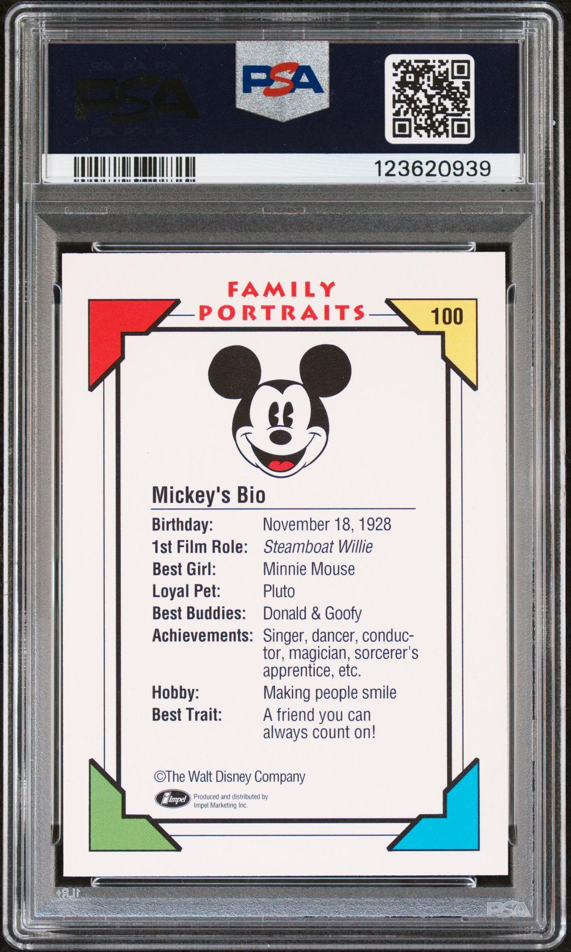 1991 Impel Disney Collector Cards Mickey #100 (Disney Collector Cards) Gem Mt 10 back
