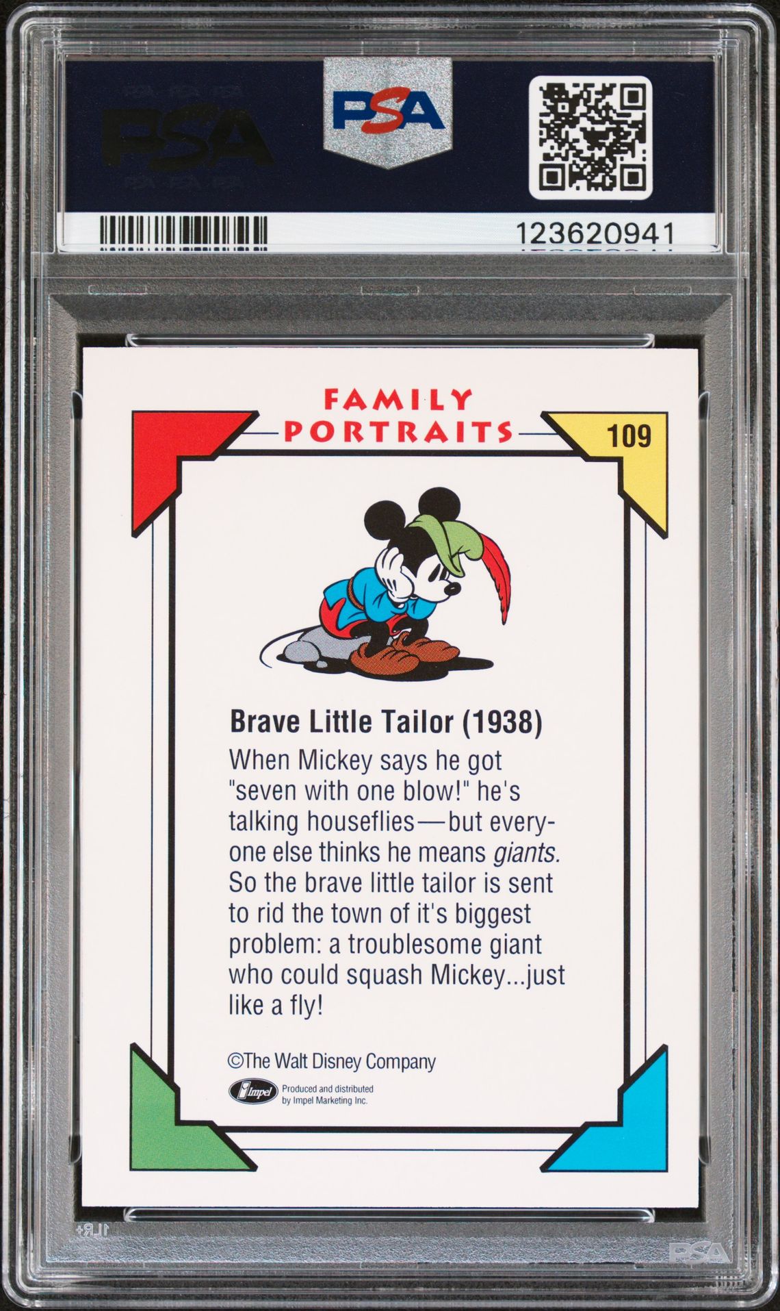 1991 Impel Disney Collector Cards Brave Little Tailor #109 (Disney Collector Cards) Mint 9 back