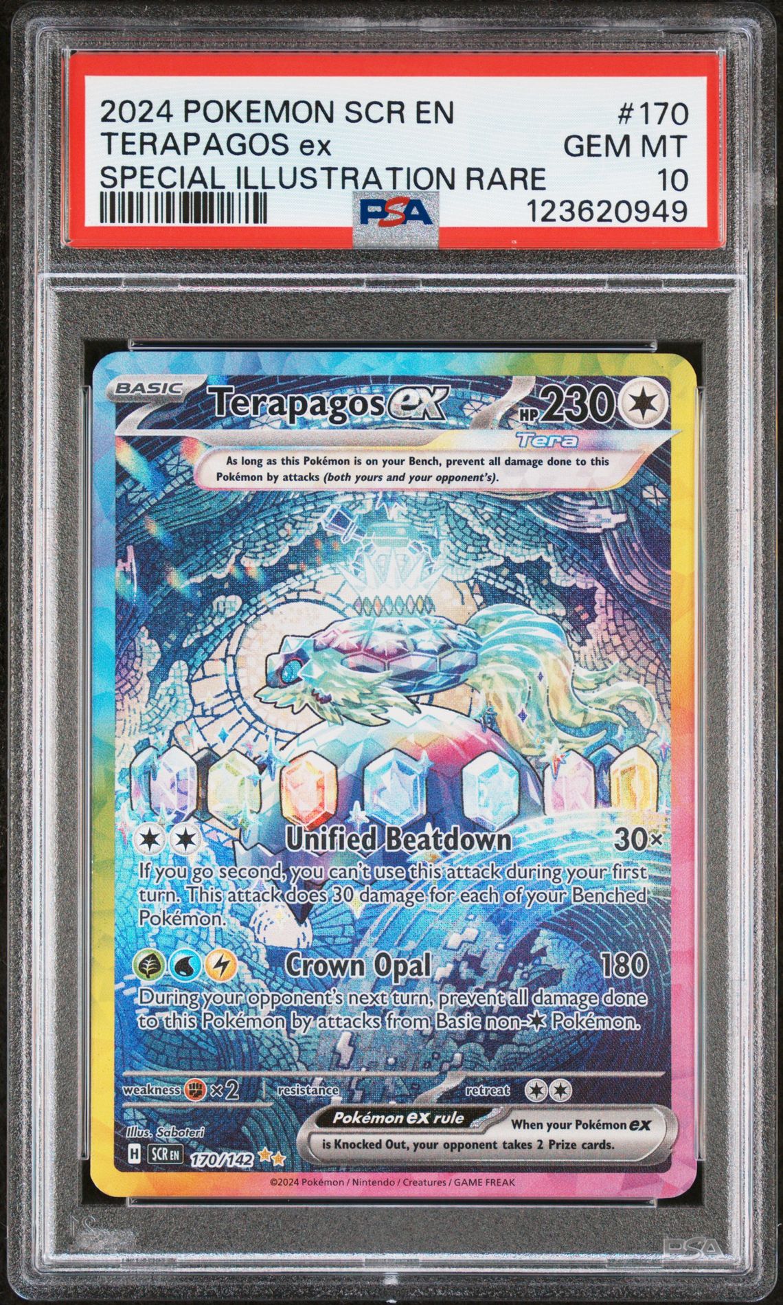 2024 Pokemon Scr En-Stellar Crown Terapagos Ex #170 (Special Illustration Rare) Gem Mt 10 front