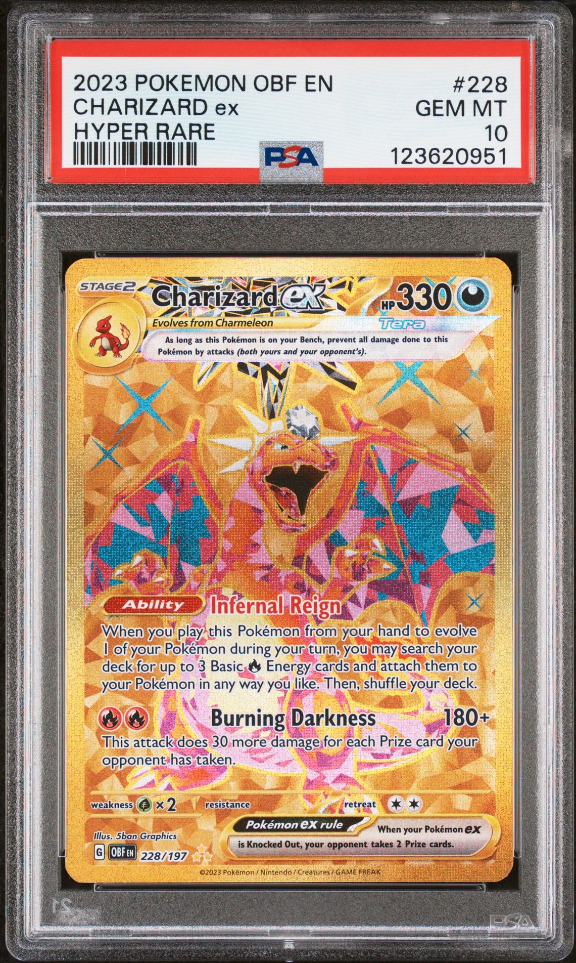 2023 Pokemon Obf En-Obsidian Flames Charizard Ex #228 (Hyper Rare) Gem Mt 10 front
