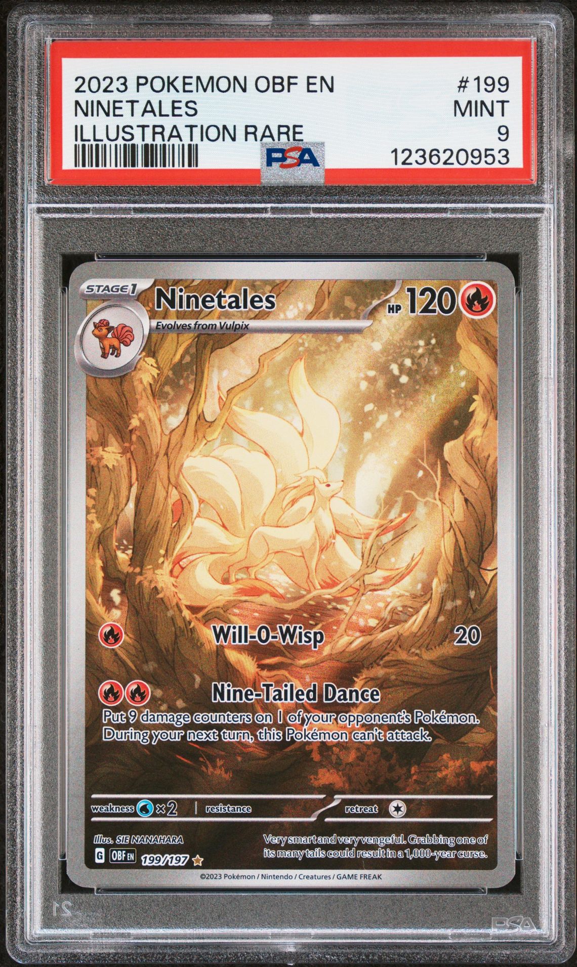 2023 Pokemon Obf En-Obsidian Flames Ninetales #199 (Illustration Rare) Mint 9 front