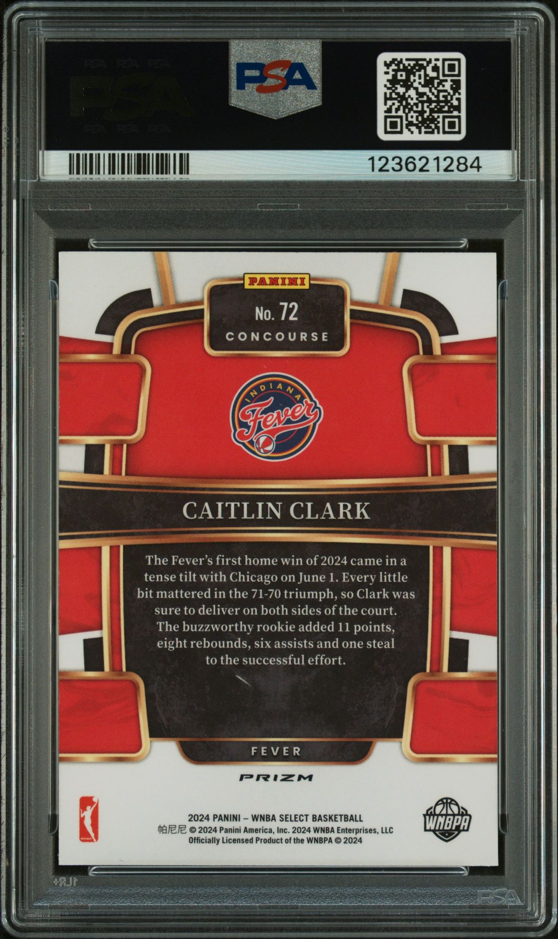 2024 Panini Select Wnba Caitlin Clark #72 (Silver Flash) Mint 9 back