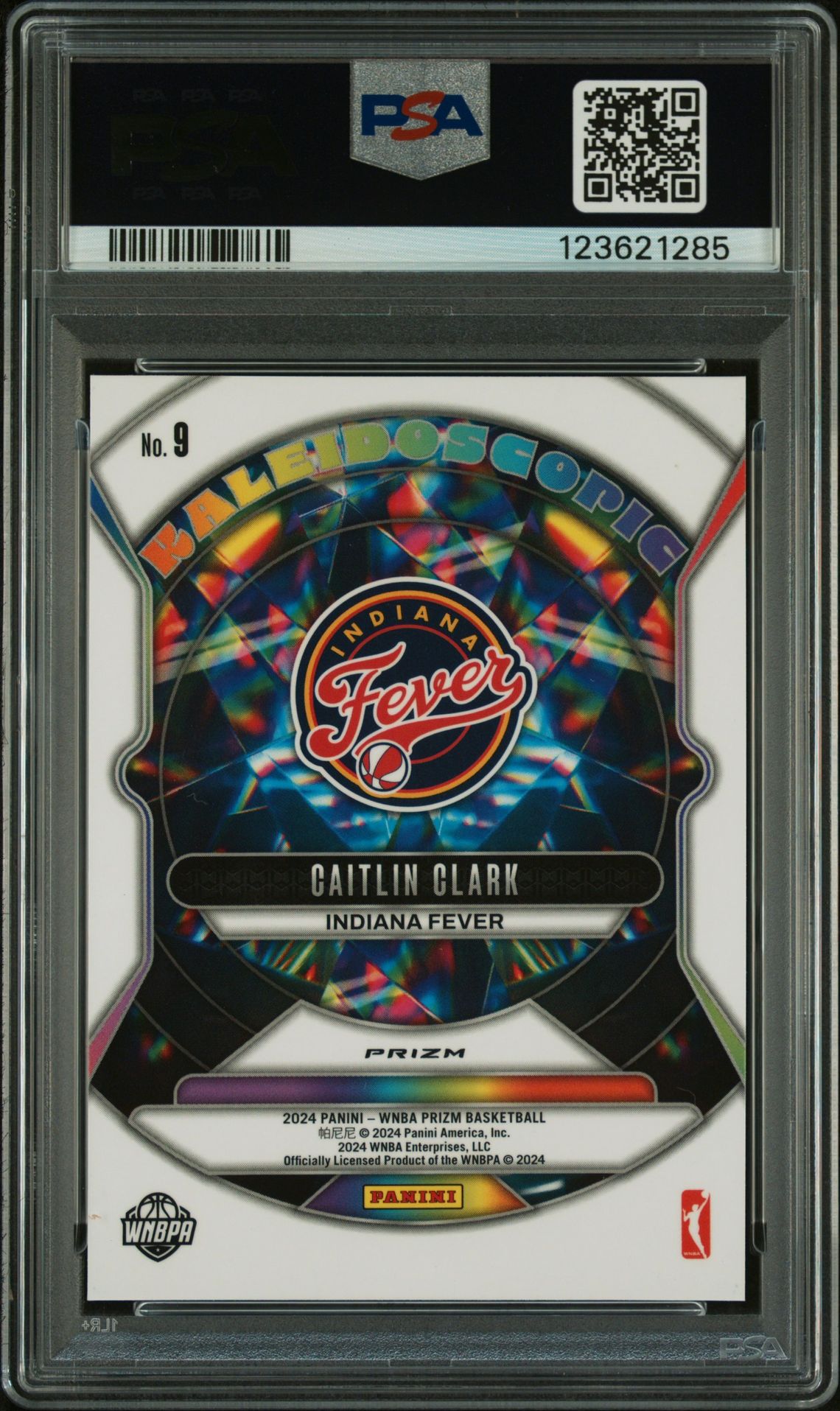 2024 Panini Prizm Wnba Kaleidoscopic Caitlin Clark #9 (Kaleidoscopic-Green Prizm) Gem Mt 10 back