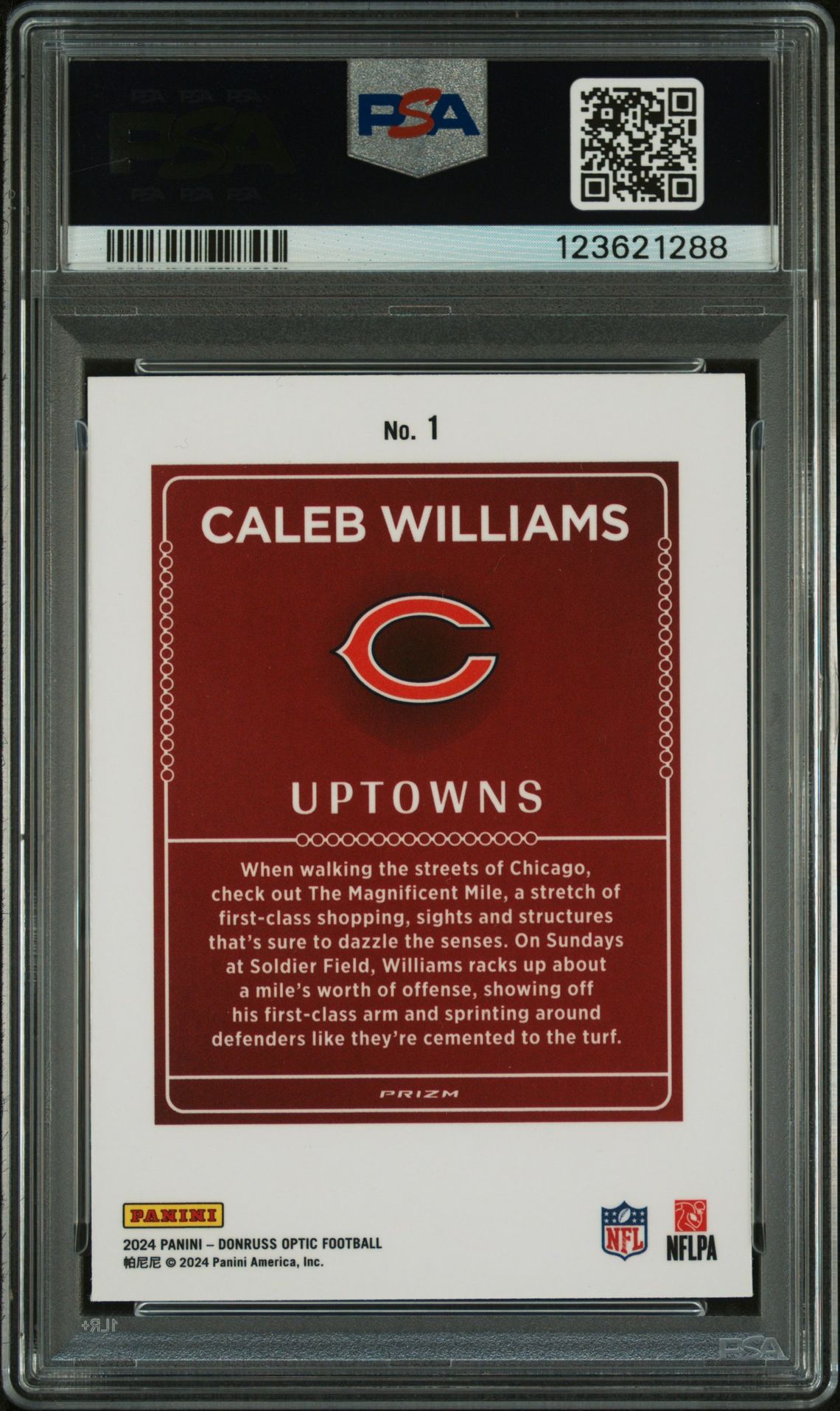 2024 Panini Donruss Optic Uptowns Caleb Williams #1 Mint 9 back