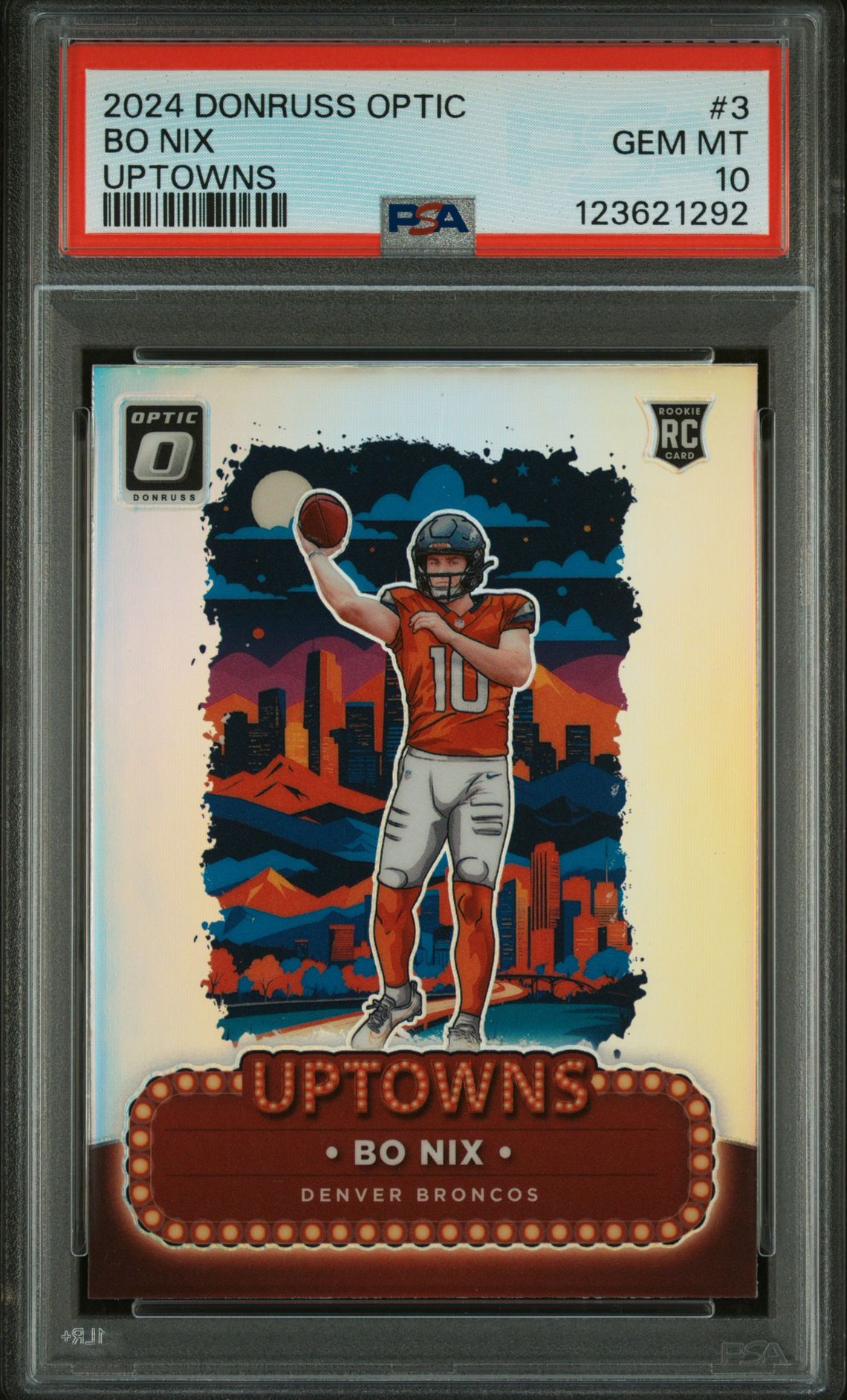 2024 Panini Donruss Optic Uptowns Bo Nix #3 Gem Mt 10 front