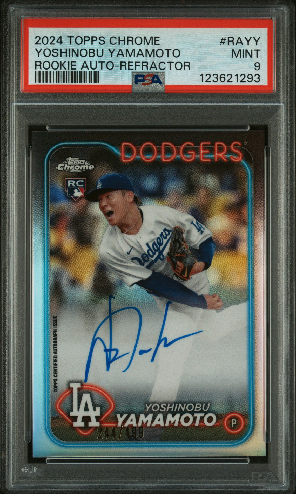 2024 Topps Chrome Rookie Autographs Yoshinobu Yamamoto #Rayy (Rookie Auto-Refractor) Mint 9 front