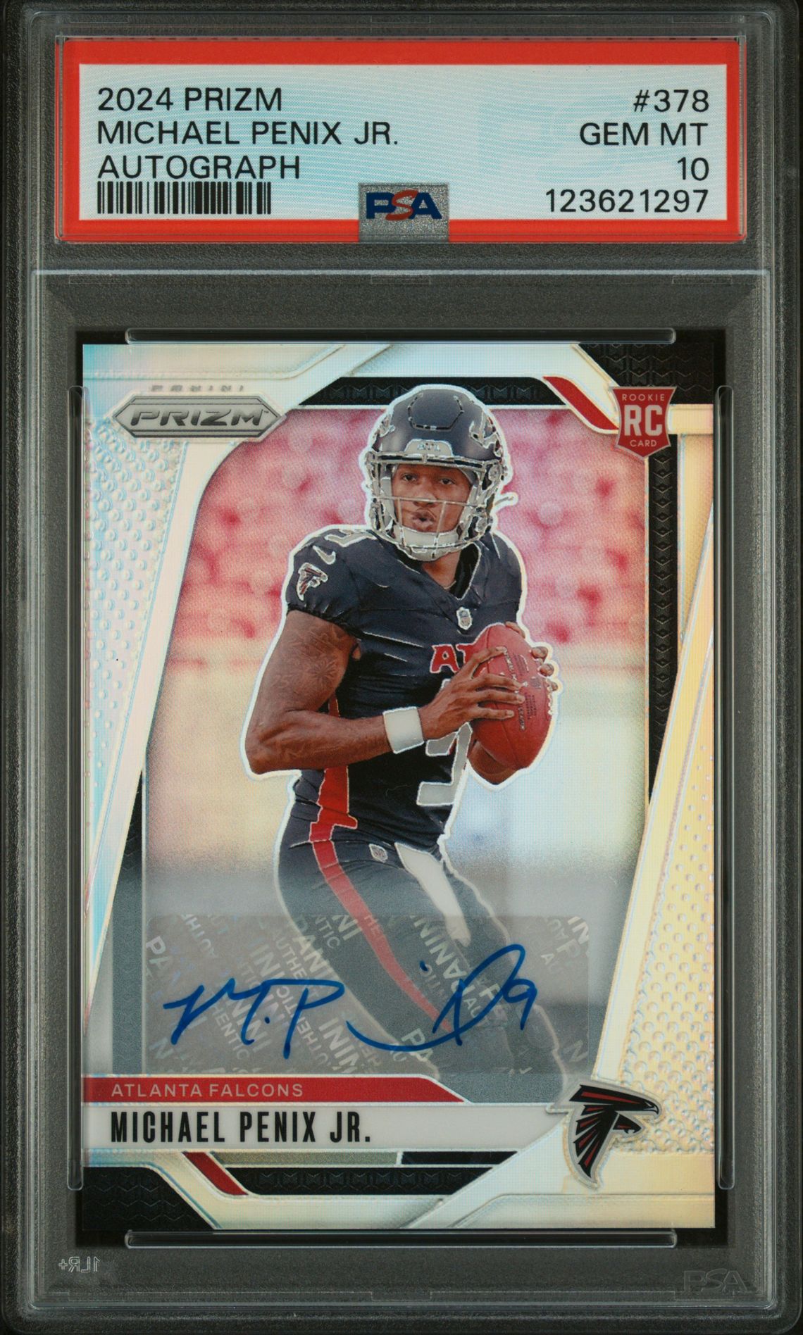2024 Panini Prizm Michael Penix Jr. #378 (Autograph) Gem Mt 10 front