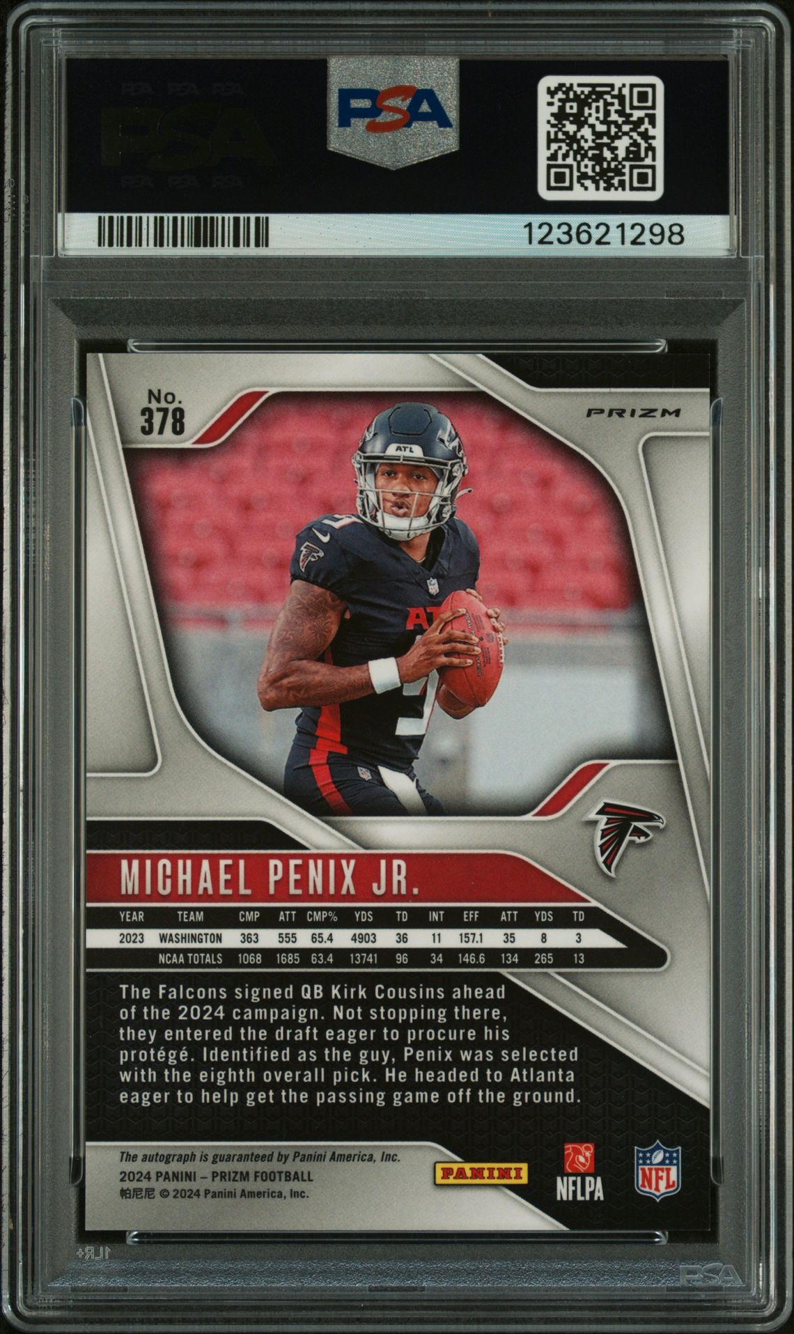 2024 Panini Prizm Michael Penix Jr. #378 (Autograph) Mint 9 back