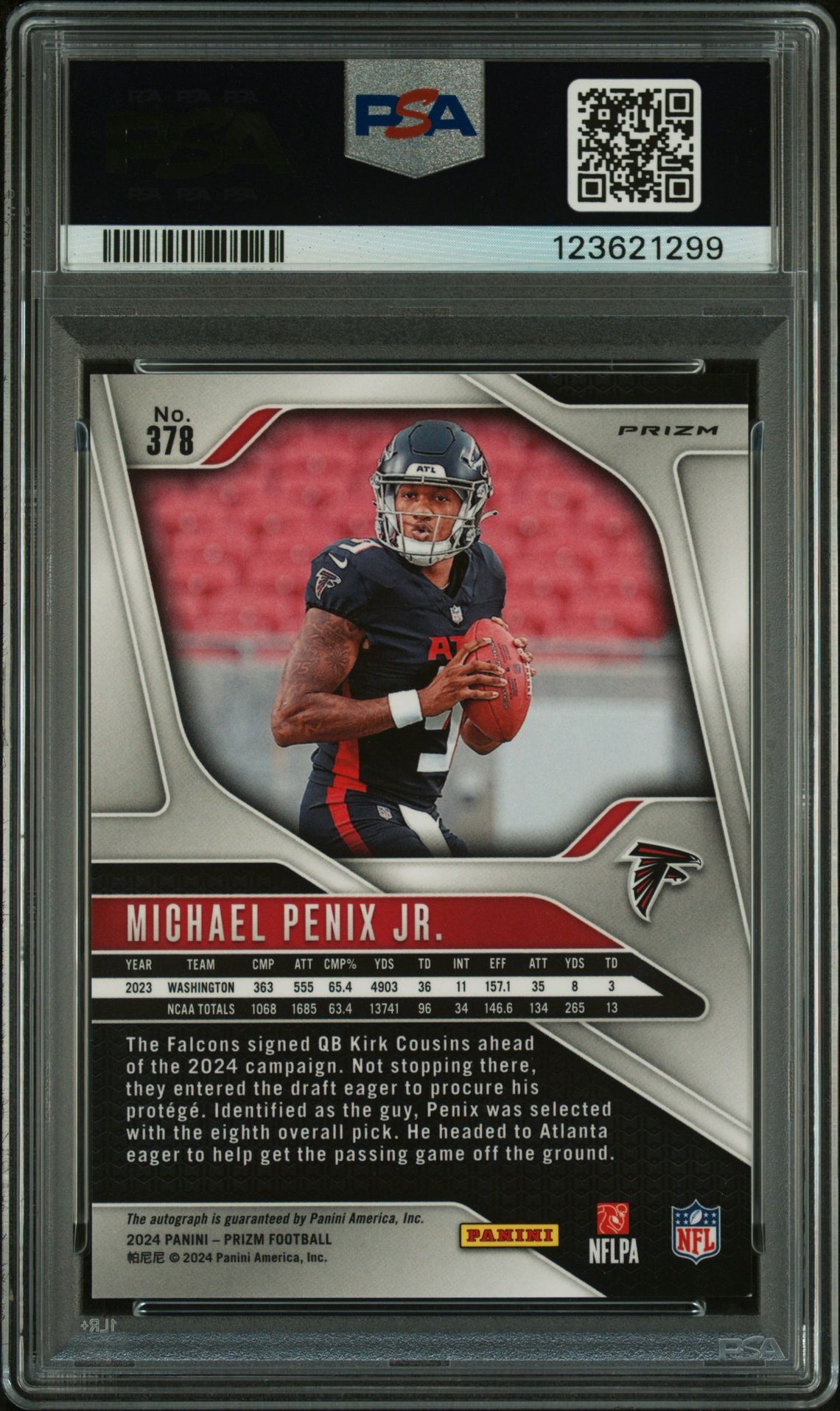 2024 Panini Prizm Michael Penix Jr. #378 (Autograph) Mint 9 back