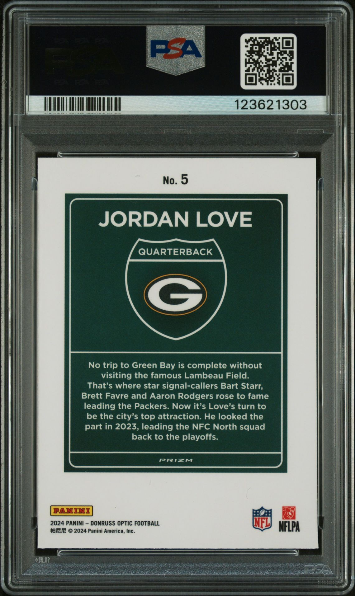 2024 Panini Donruss Optic Downtown! Jordan Love #5 Mint 9 back