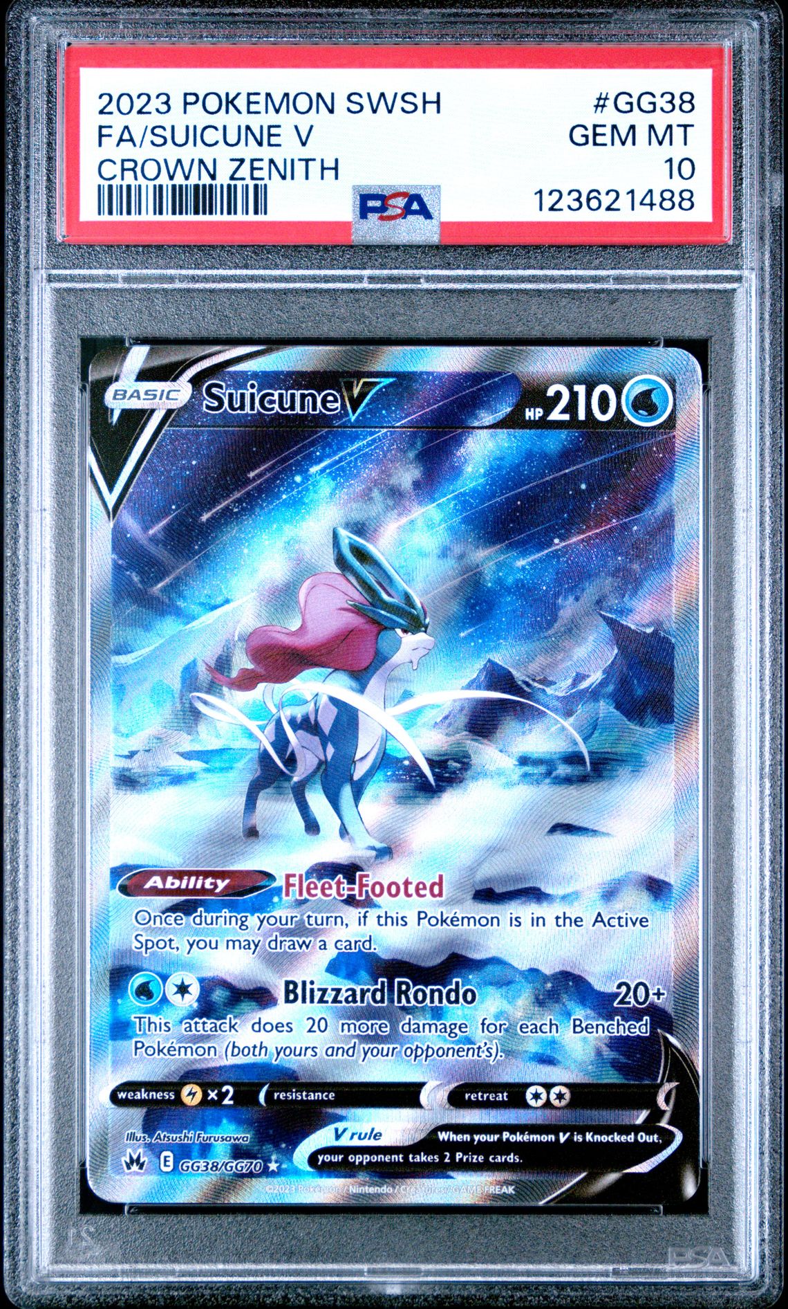 2023 Pokemon Sword And Shield Crown Zenith Fa/Suicune V #Gg38 (Crown Zenith) Gem Mt 10 front