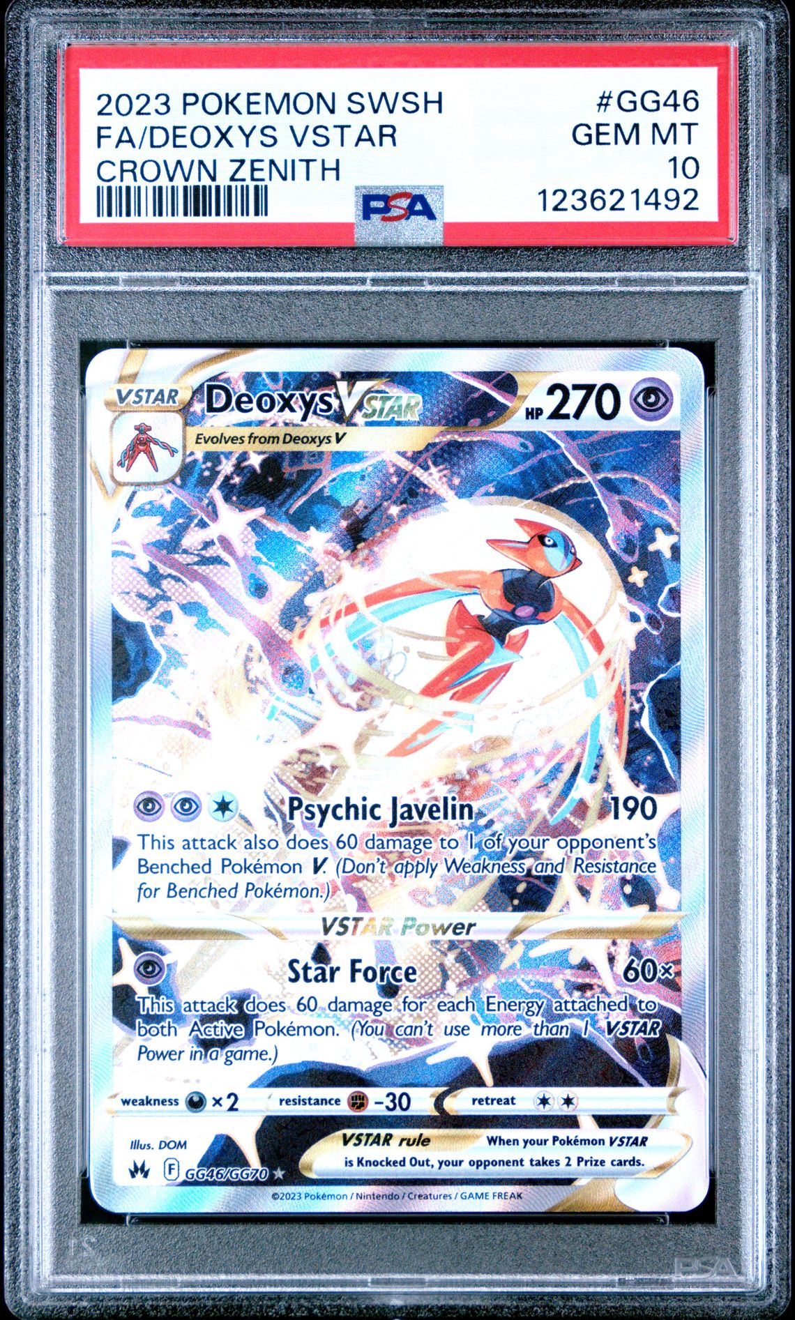 2023 Pokemon Sword And Shield Crown Zenith Fa/Deoxys Vstar #Gg46 (Crown Zenith) Gem Mt 10 front