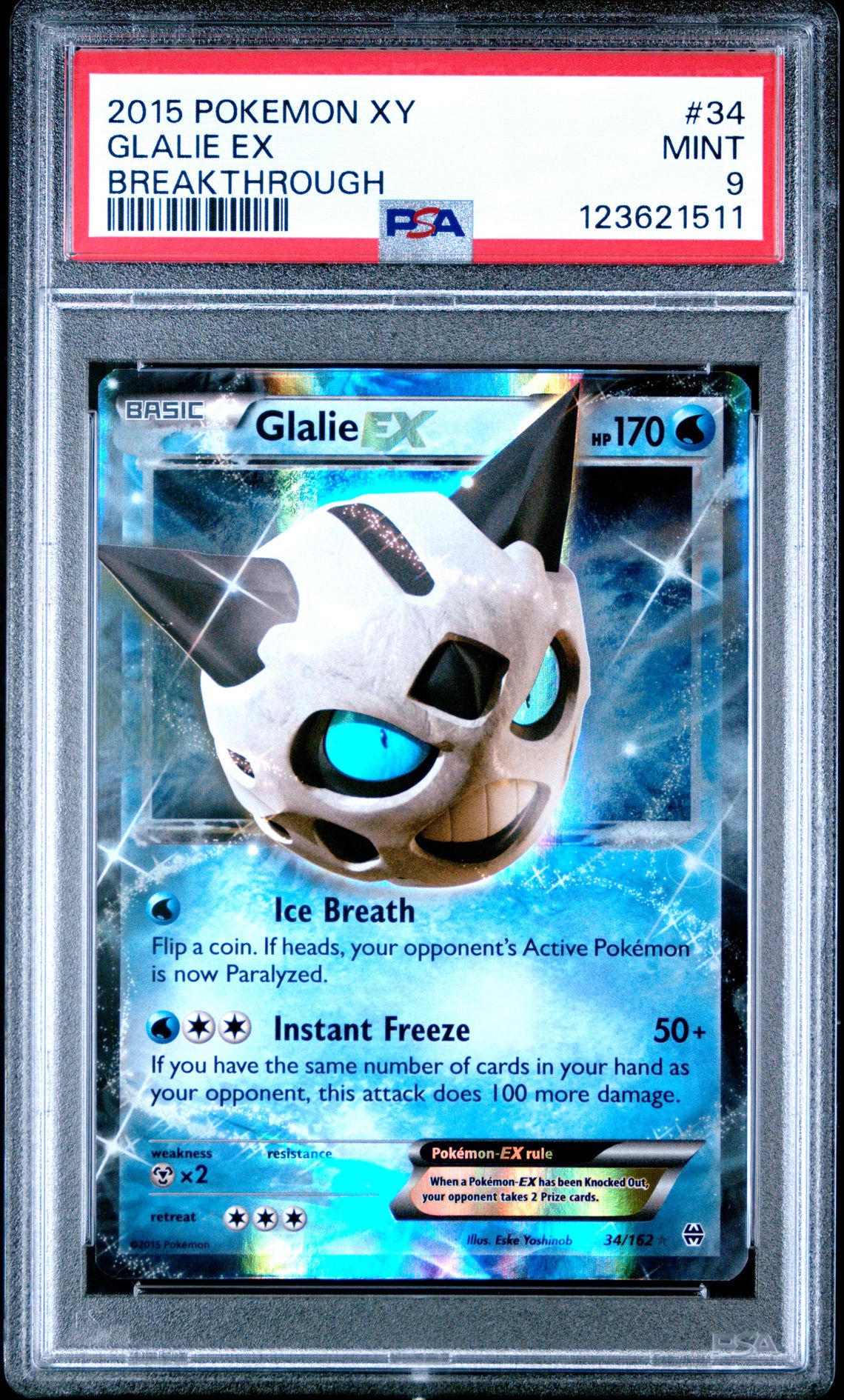 2015 Pokemon Xy Breakthrough Glalie Ex #34 (Breakthrough) Mint 9 front