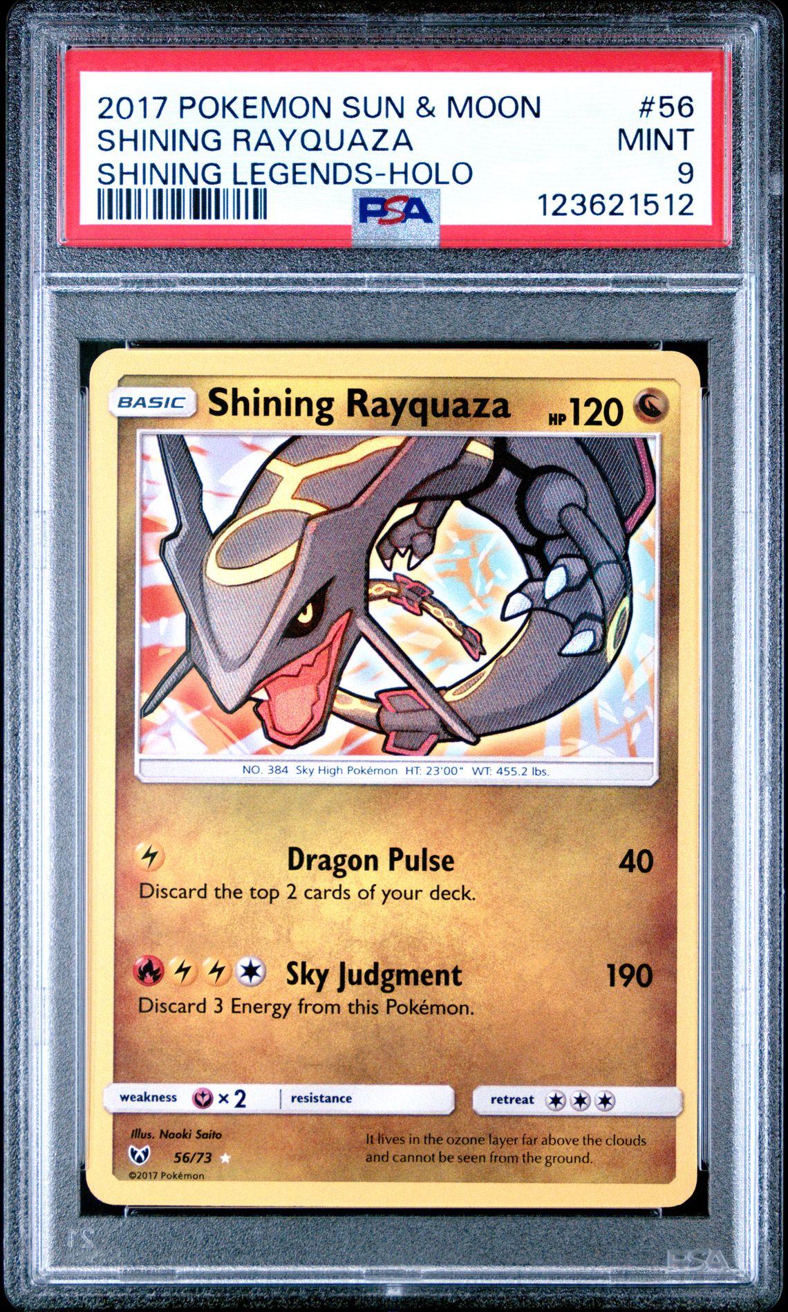 2017 Pokemon Sun & Moon Shining Legends Shining Rayquaza #56 (Shining Legends-Holo) Mint 9 front