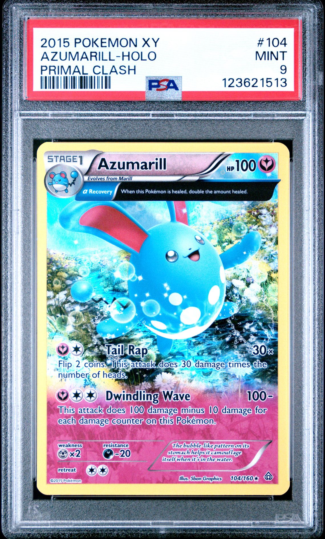 2015 Pokemon Xy Primal Clash Azumarill-Holo #104 (Primal Clash) Mint 9 front