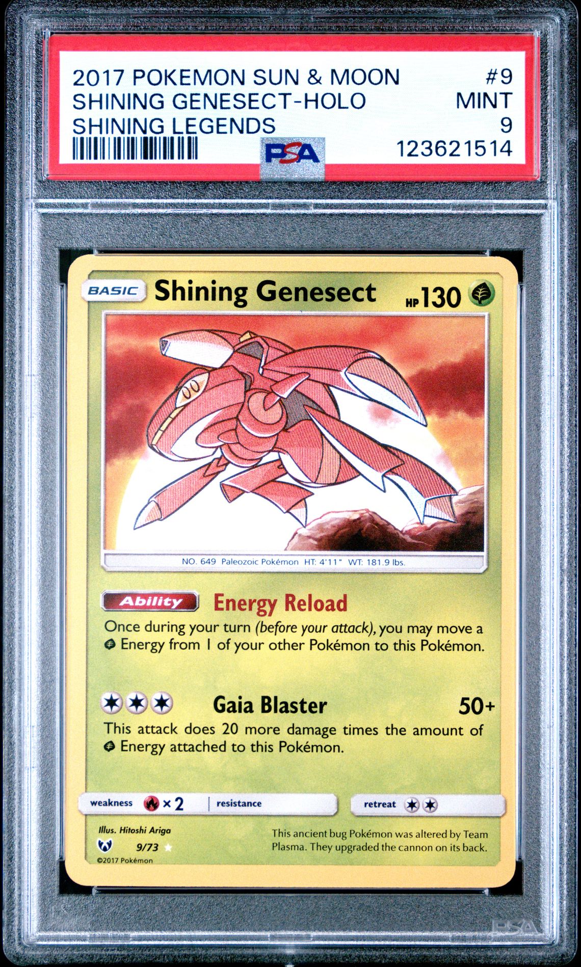 2017 Pokemon Sun & Moon Shining Legends Shining Genesect-Holo #9 (Shining Legends) Mint 9 front