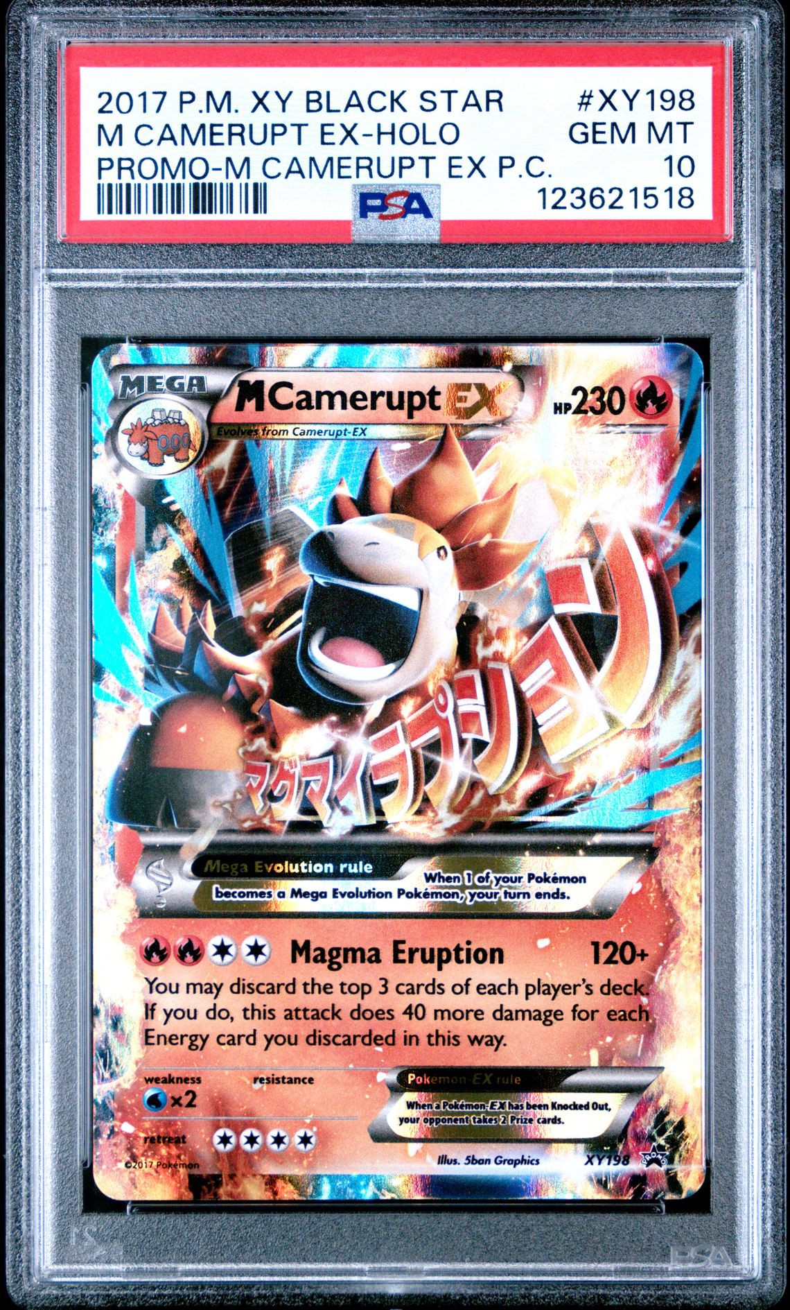 2017 Pokemon Xy Black Star Promo M Camerupt Ex #Xy198 (Promo-M Camerupt Ex P.c.) Gem Mt 10 front