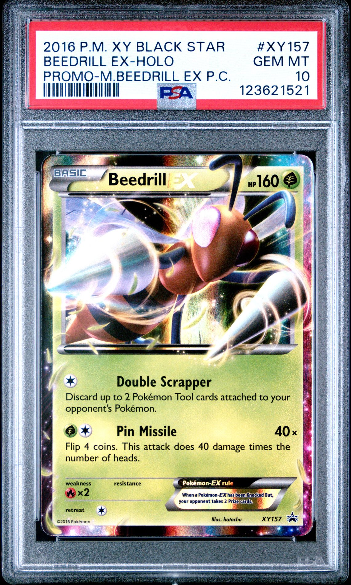 2016 Pokemon Xy Black Star Promo Beedrill Ex-Holo #Xy157 (Promo-M.beedrill Ex P.c.) Gem Mt 10 front