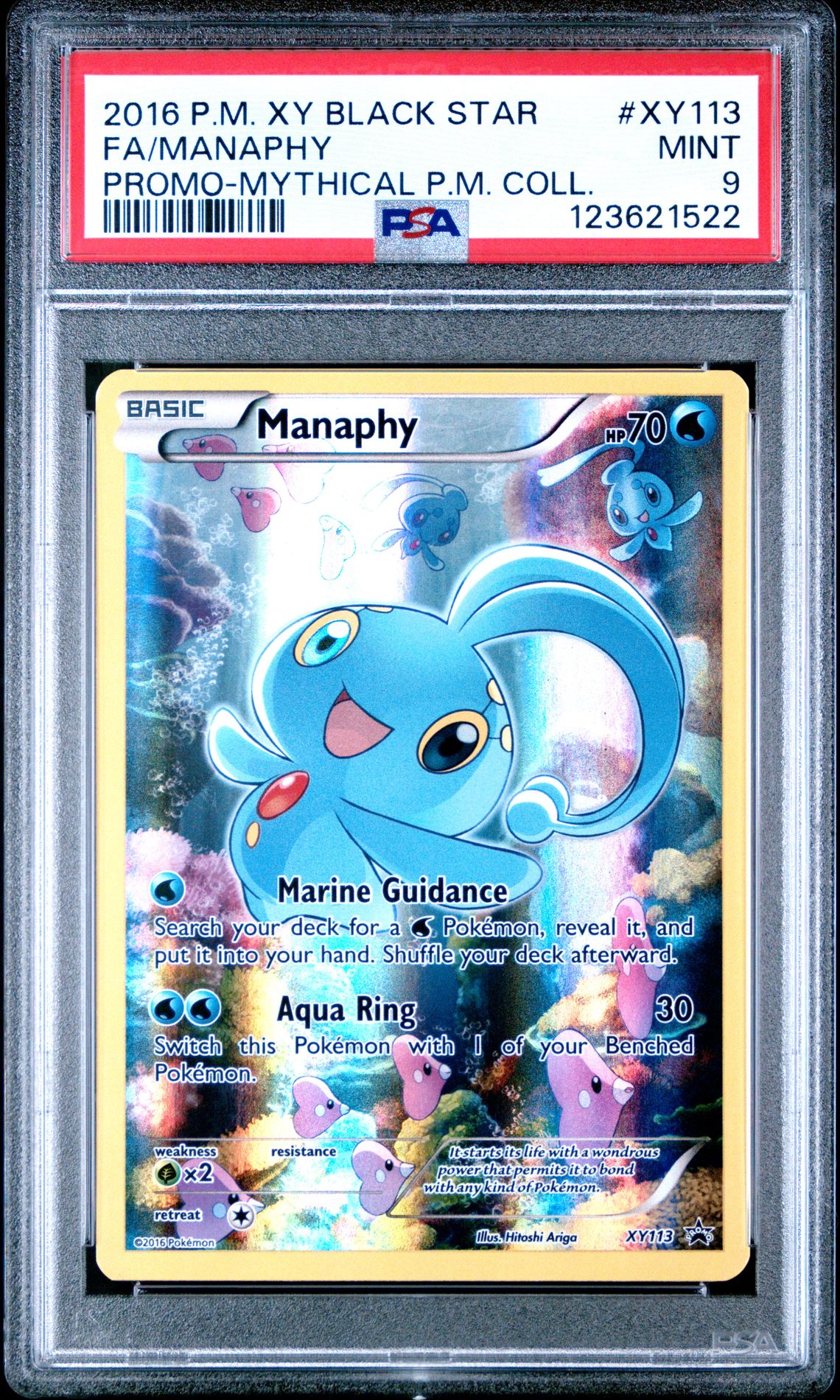2016 Pokemon Xy Black Star Promo Fa/Manaphy #Xy113 (Promo-Mythical P.m. Coll.) Mint 9 front