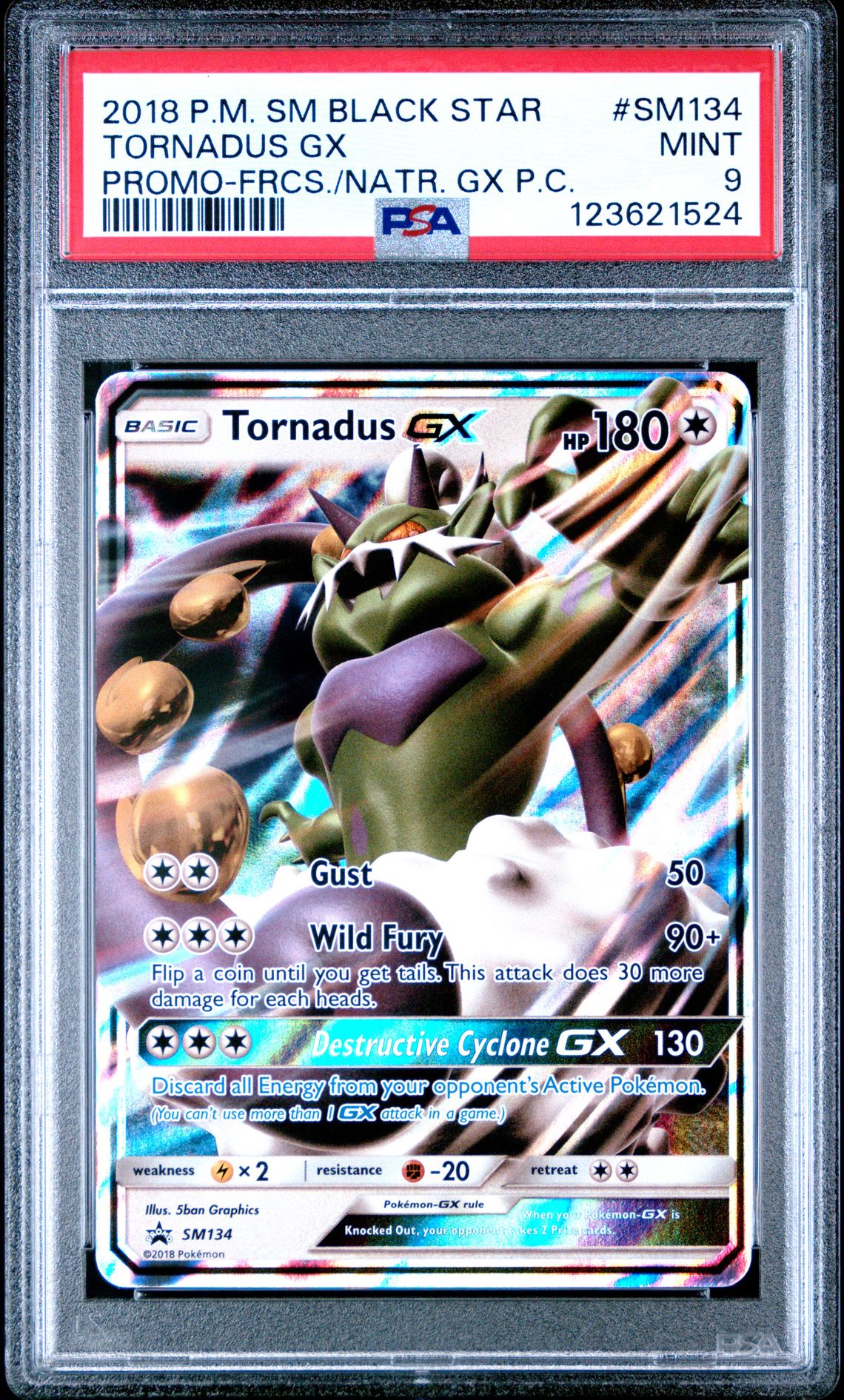 2018 Pokemon Sm Black Star Promo Tornadus Gx #Sm134 (Promo-Frcs./Natr. Gx P.c.) Mint 9 front