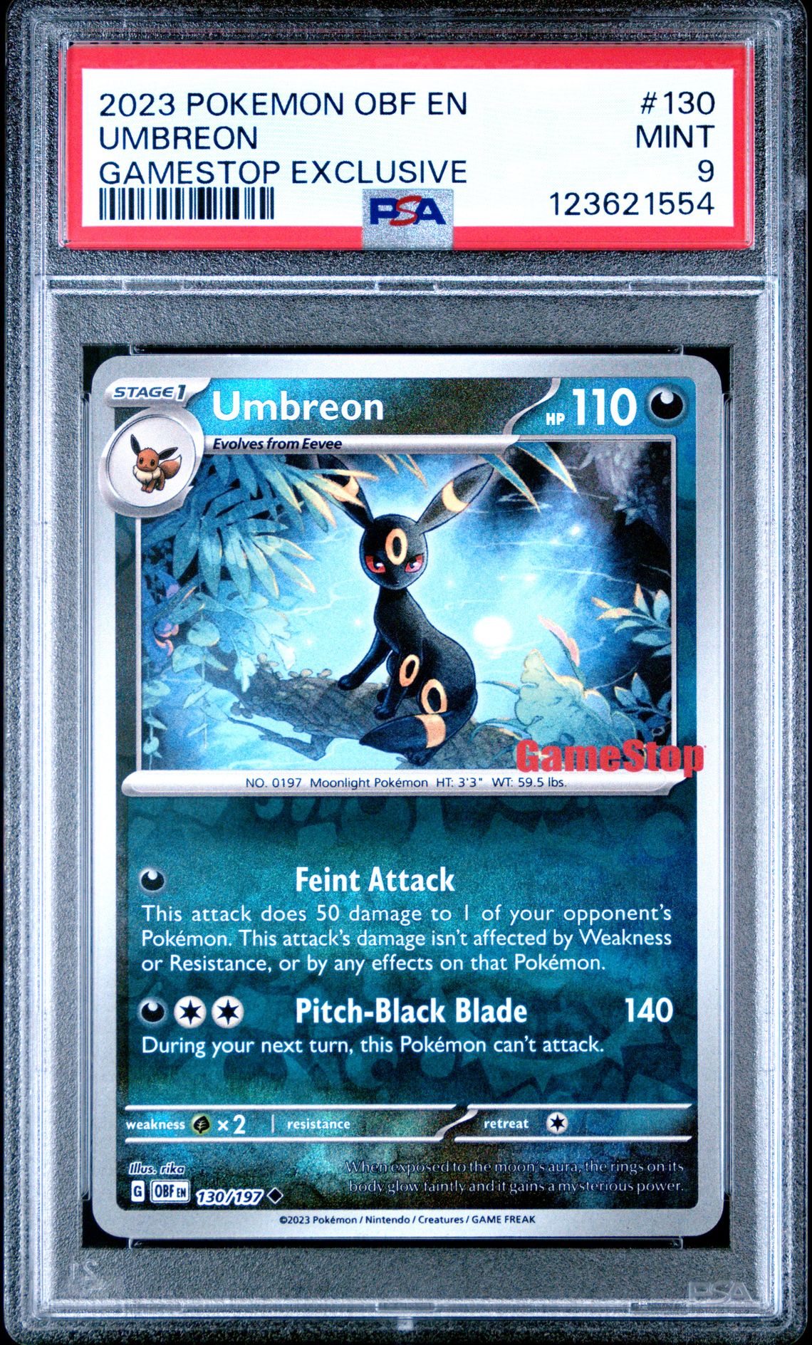 2023 Pokemon Obf En-Obsidian Flames Umbreon #130 (Gamestop Exclusive) Mint 9 front