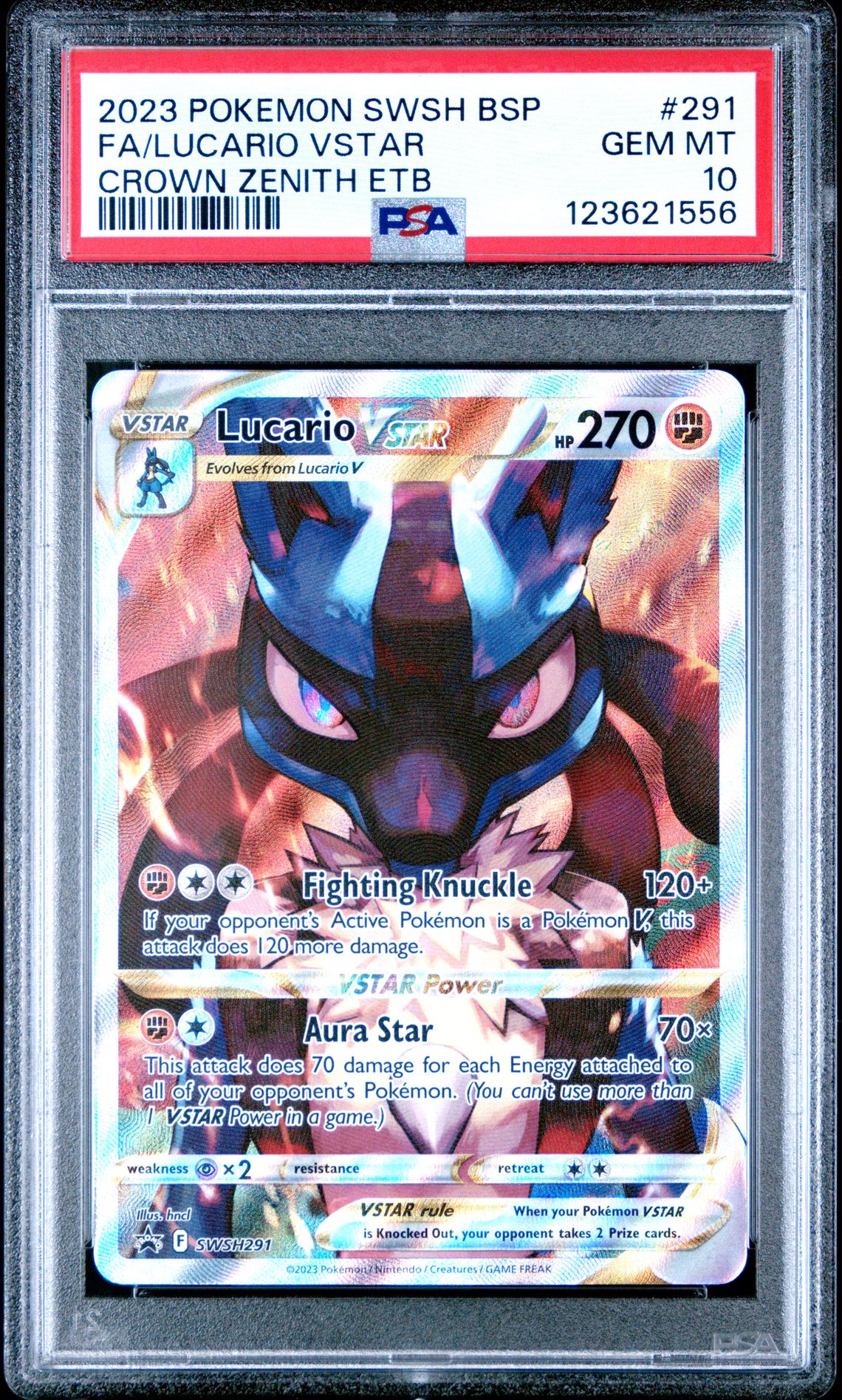 2023 Pokemon Swsh Black Star Promo Fa/Lucario Vstar #291 (Crown Zenith Etb) Gem Mt 10 front