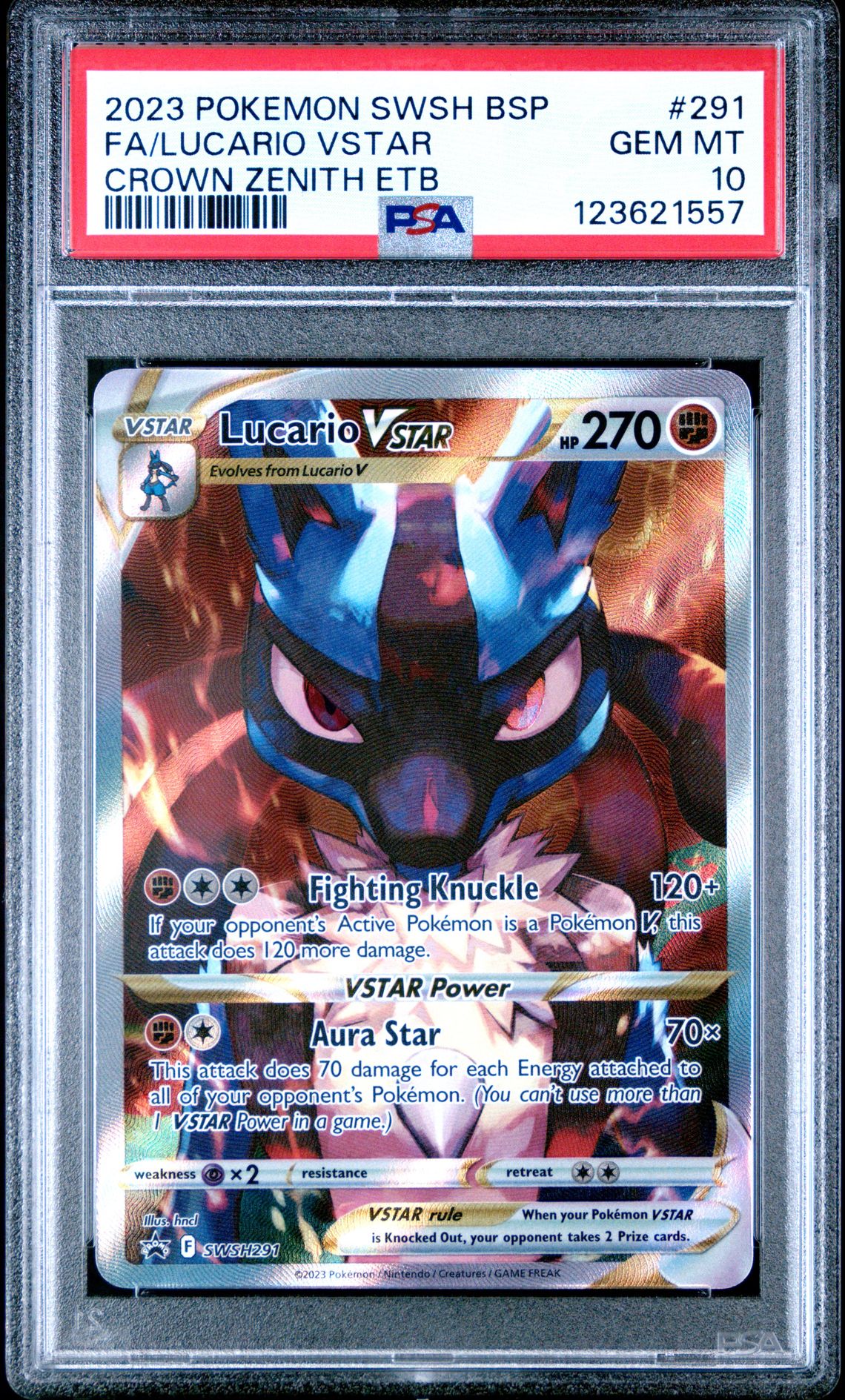 2023 Pokemon Swsh Black Star Promo Fa/Lucario Vstar #291 (Crown Zenith Etb) Gem Mt 10 front