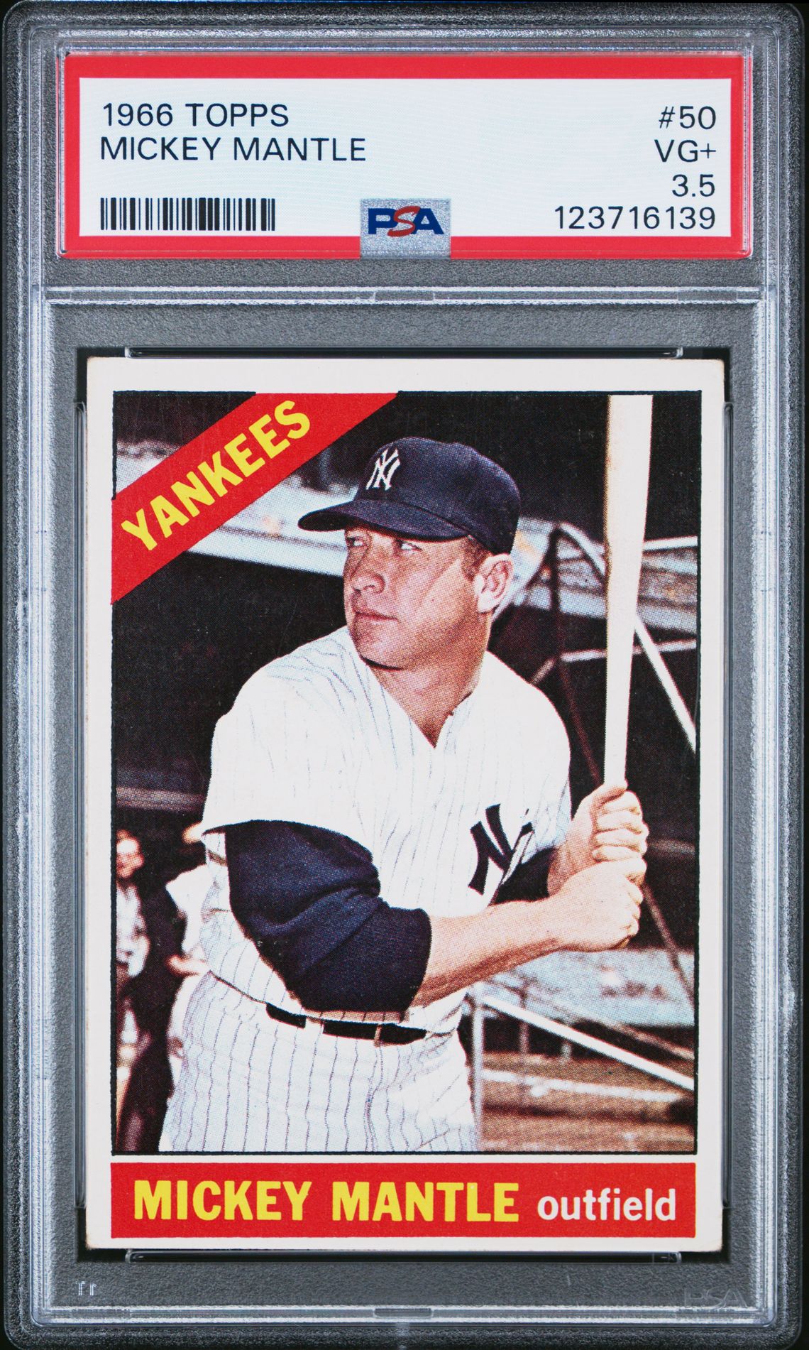 1966 Topps Mickey Mantle #50 Vg+ 3.5 front