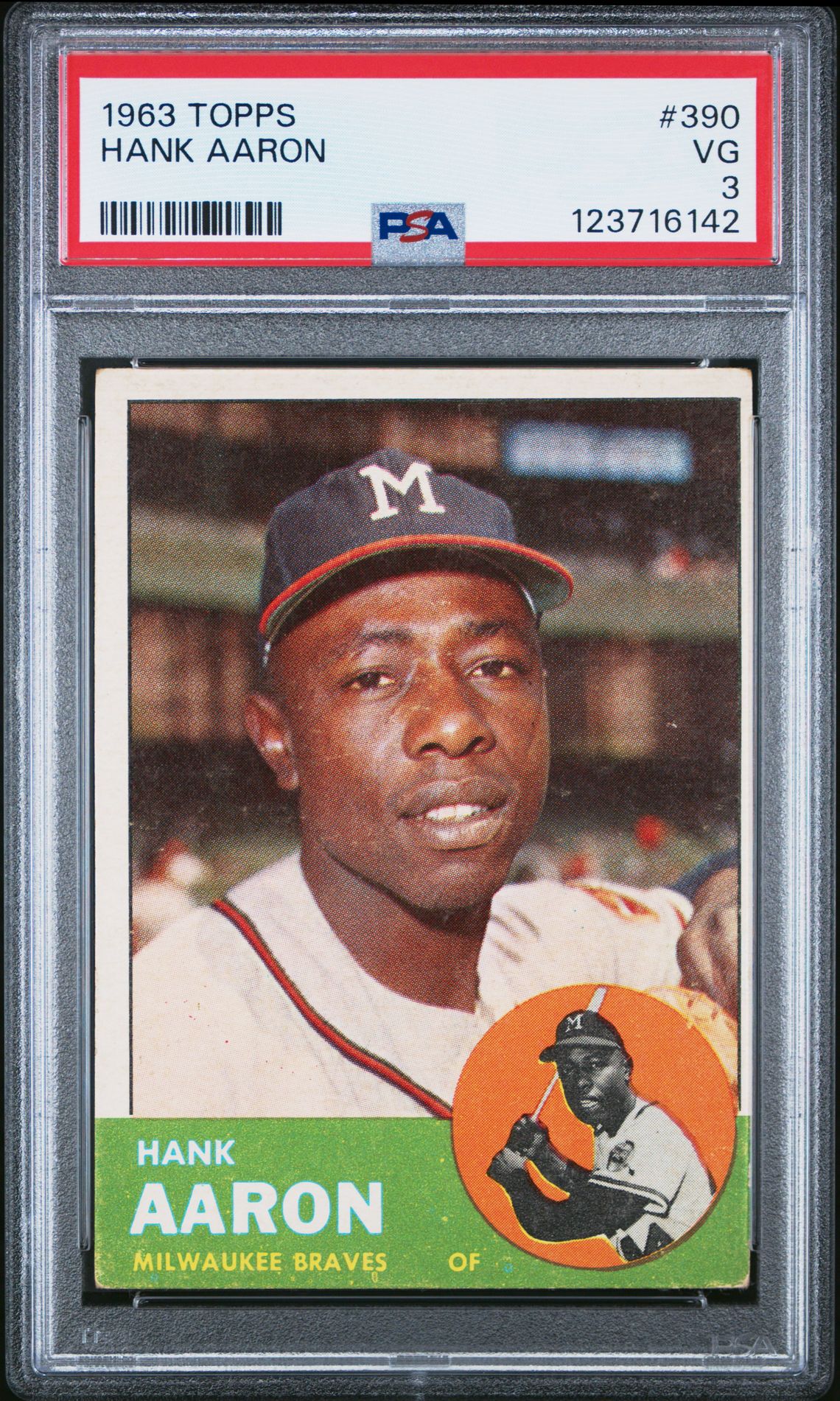 1963 Topps Hank Aaron #390 Vg 3 front
