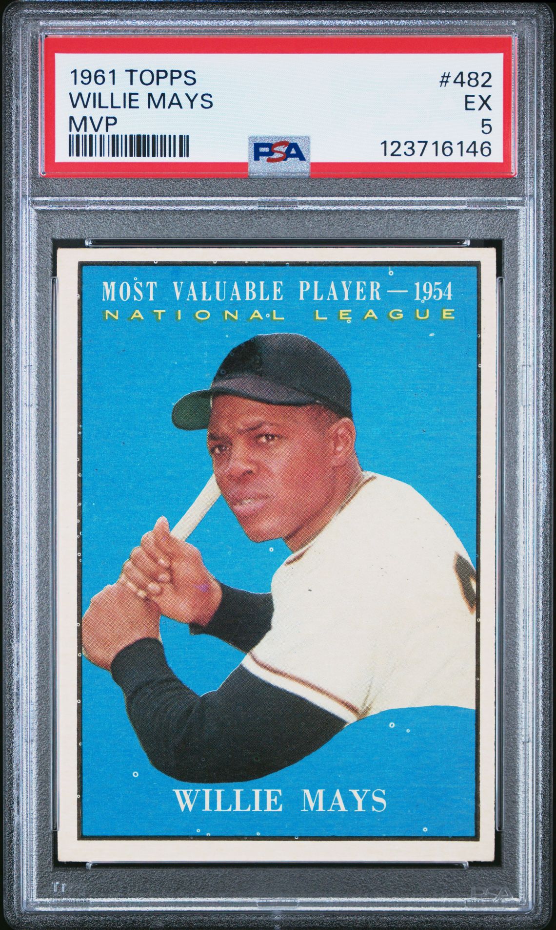 1961 Topps Willie Mays #482 (Mvp) Ex 5 front