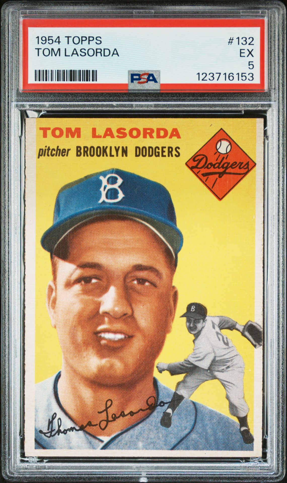 1954 Topps Tom Lasorda #132 Ex 5 front