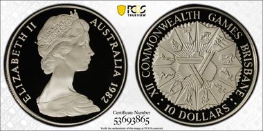 1982 $10 XII Commonwealth Games PR70DCAM