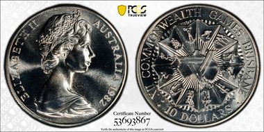 1982 $10 XII Commonwealth Games MS69