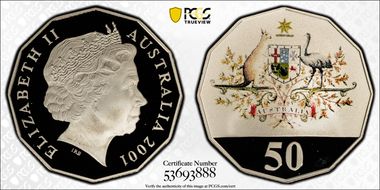 2001 50C Centenary of Federation Colorized PR70DCAM