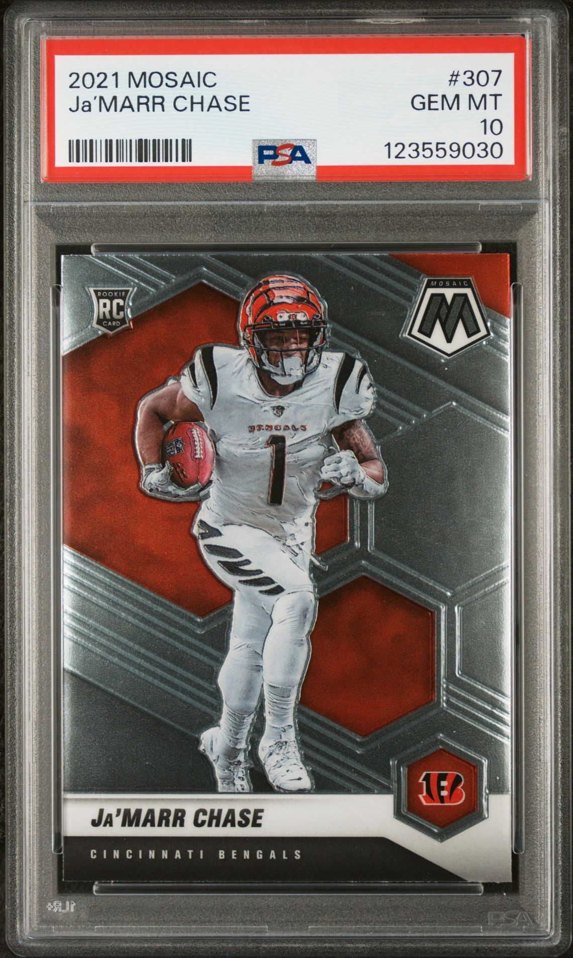 2021 Panini Mosaic Ja’marr Chase #307 Gem Mt 10 front